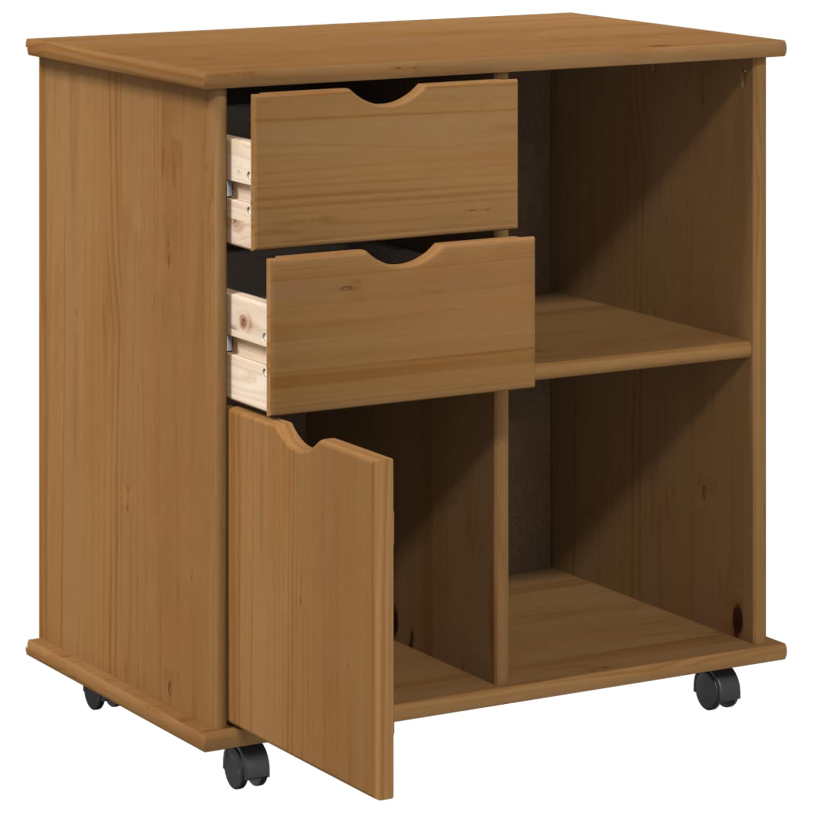 Rollschrank 63,5 x 39 x 65,5 cm Massivholz Kiefer Honigbraun