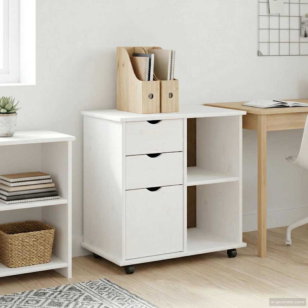Rollschrank 63,5 x 39 x 65,5 cm Massivholz Kiefer Weiß