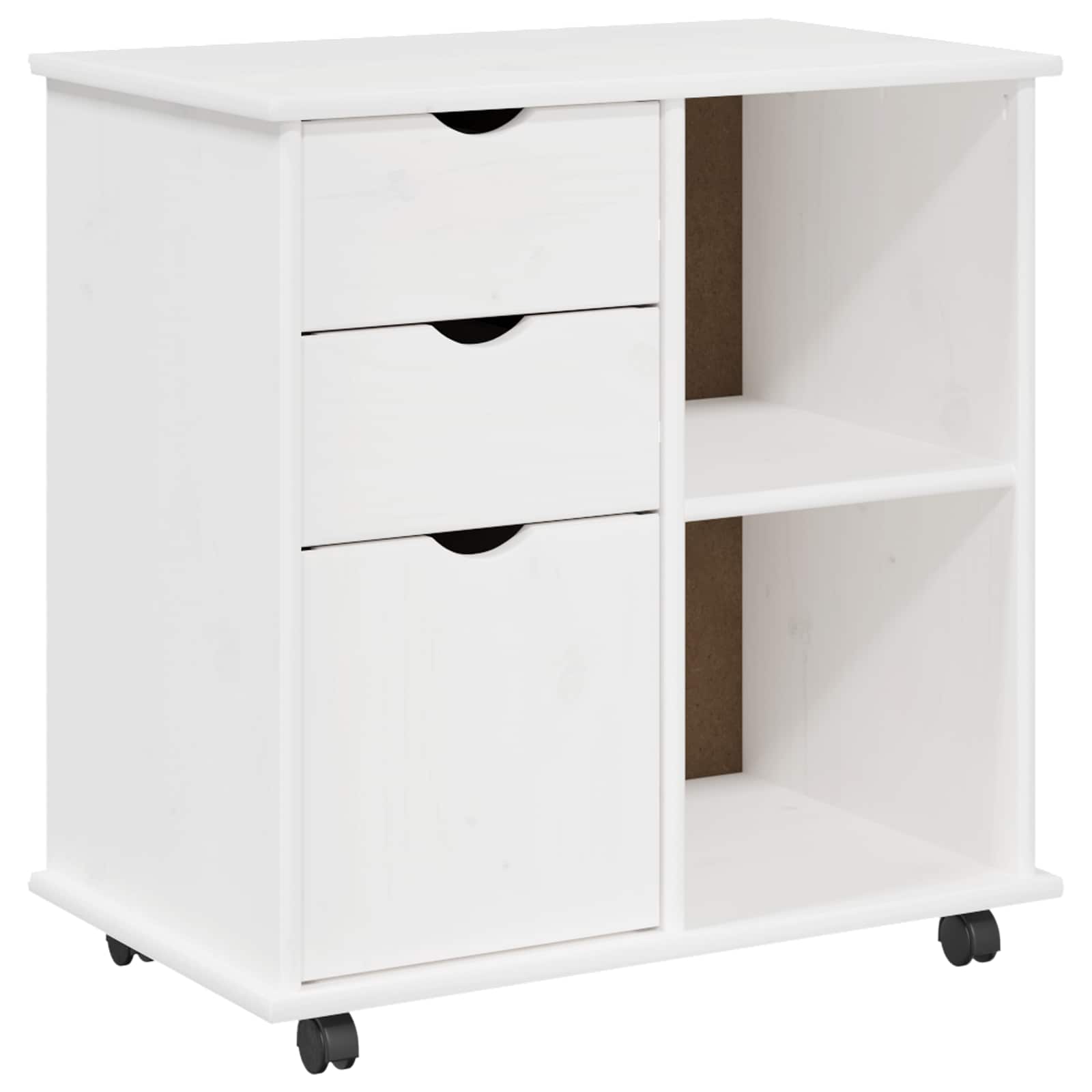 Rollschrank 63,5 x 39 x 65,5 cm Massivholz Kiefer Weiß