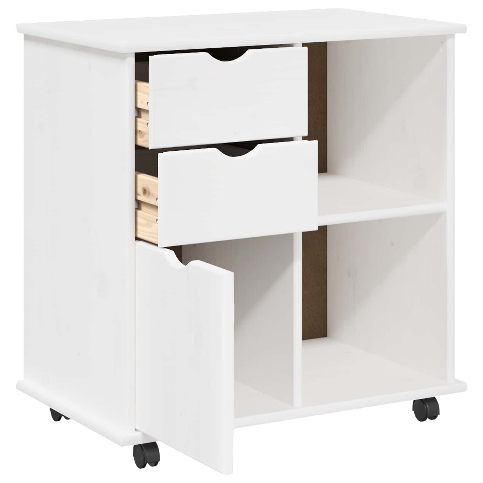 Rollschrank 63,5 x 39 x 65,5 cm Massivholz Kiefer Weiß
