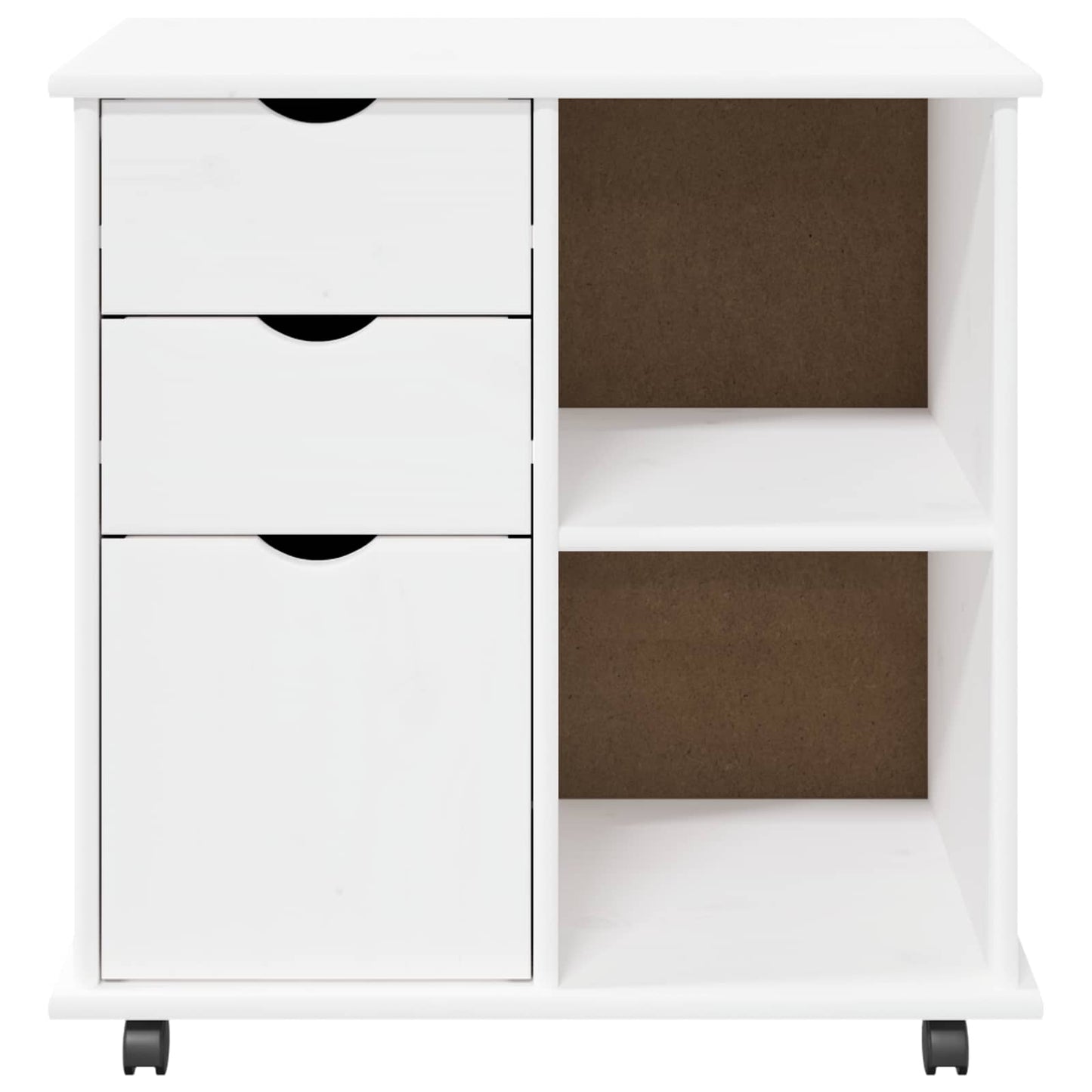 Rollschrank 63,5 x 39 x 65,5 cm Massivholz Kiefer Weiß
