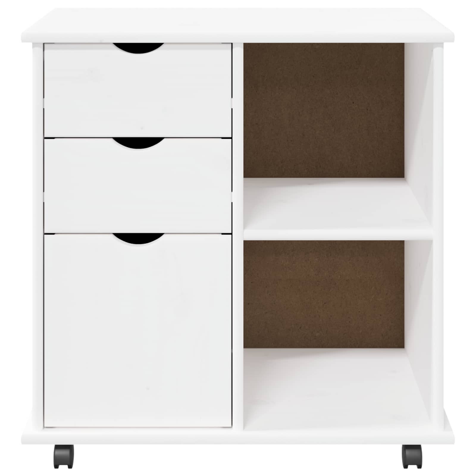 Rollschrank 63,5 x 39 x 65,5 cm Massivholz Kiefer Weiß