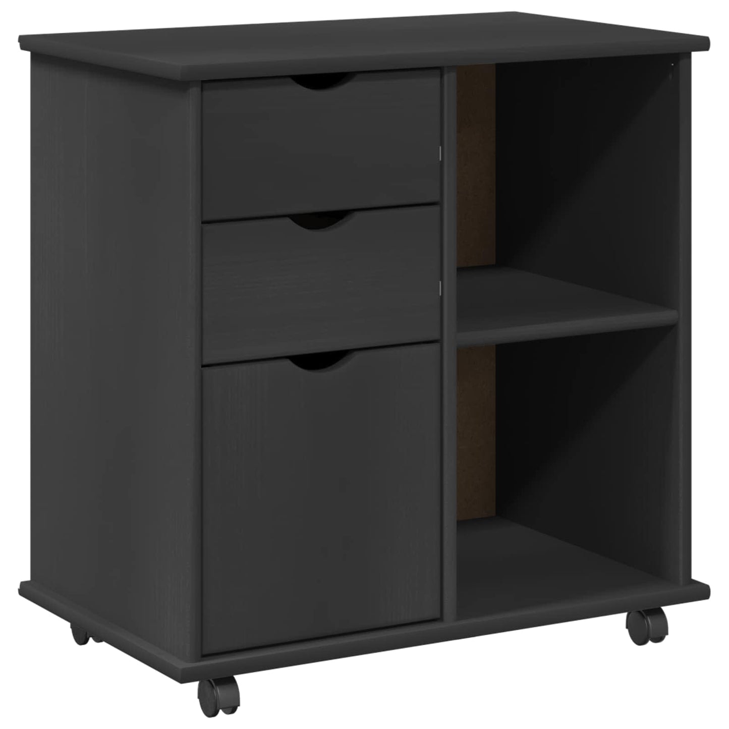 Rollschrank 63,5 x 39 x 65,5 cm Massivholz Kiefer Grau