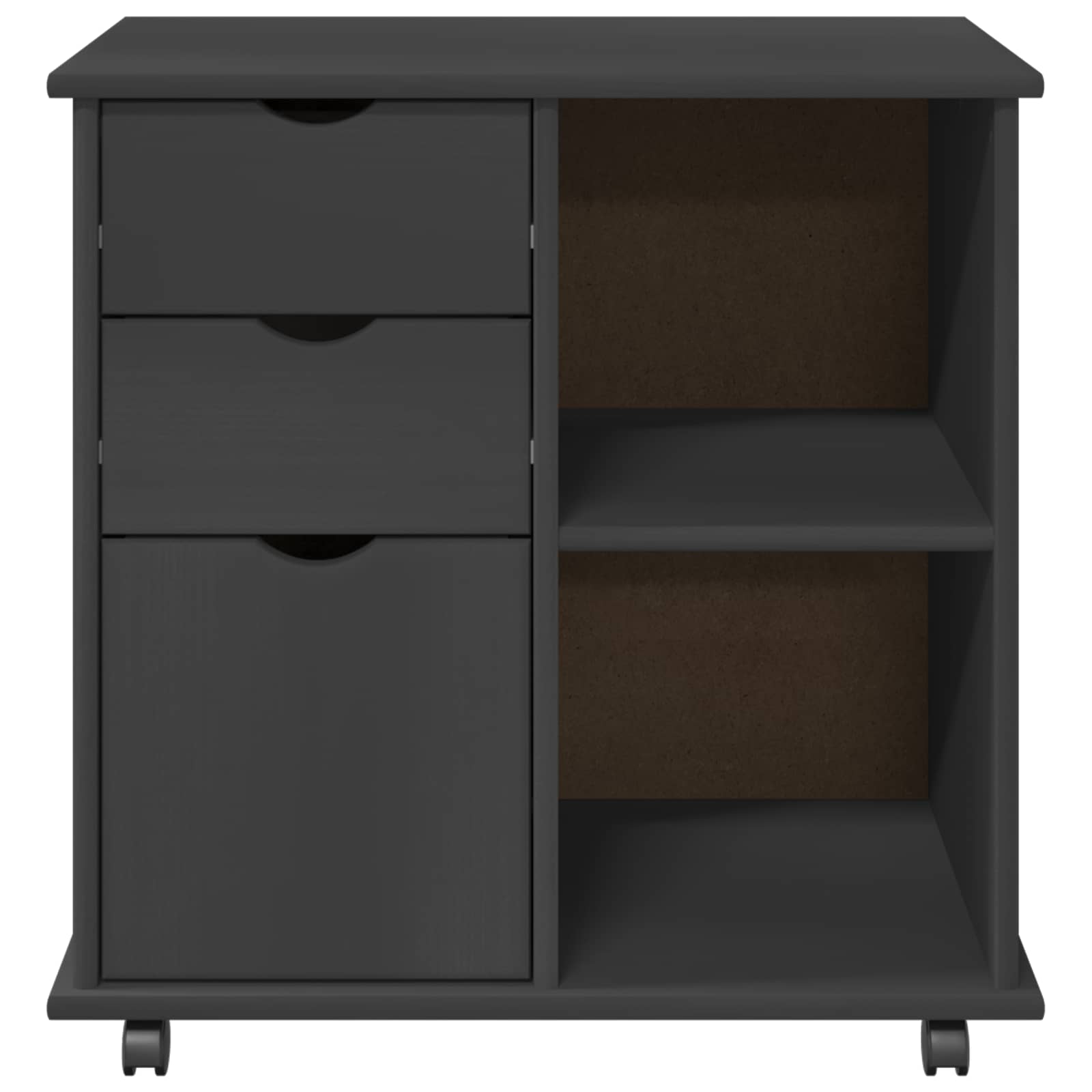 Rollschrank 63,5 x 39 x 65,5 cm Massivholz Kiefer Grau
