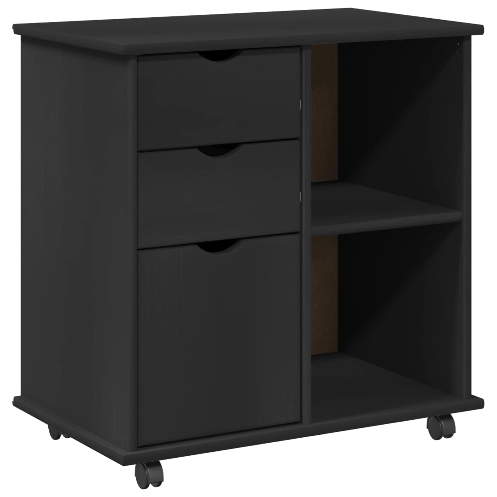 Rollschrank 63,5 x 39 x 65,5 cm Massivholz Kiefer Schwarz