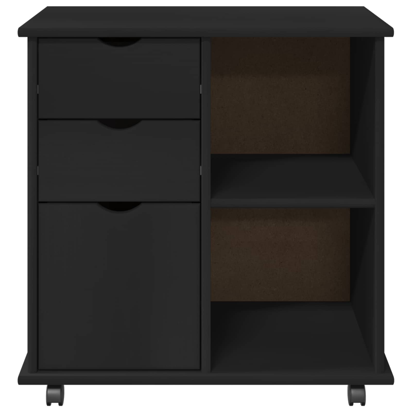 Rollschrank 63,5 x 39 x 65,5 cm Massivholz Kiefer Schwarz