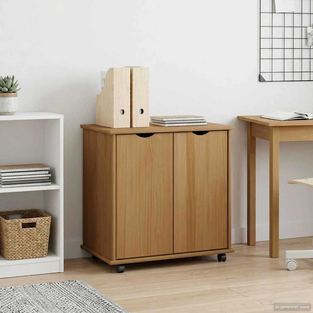 Rollschrank Honigbraun 100 x 39 x 65,5 cm Massivholz Kiefer