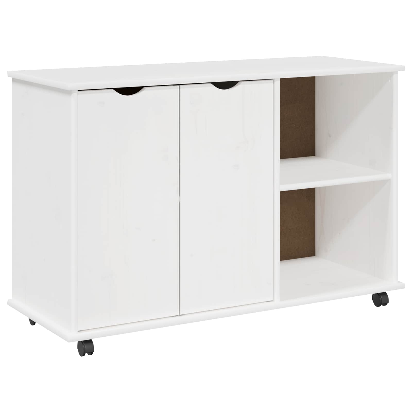 Rollschrank Mit Rad Weiß 100 x 39 x 65,5 cm Massivholz Kiefer