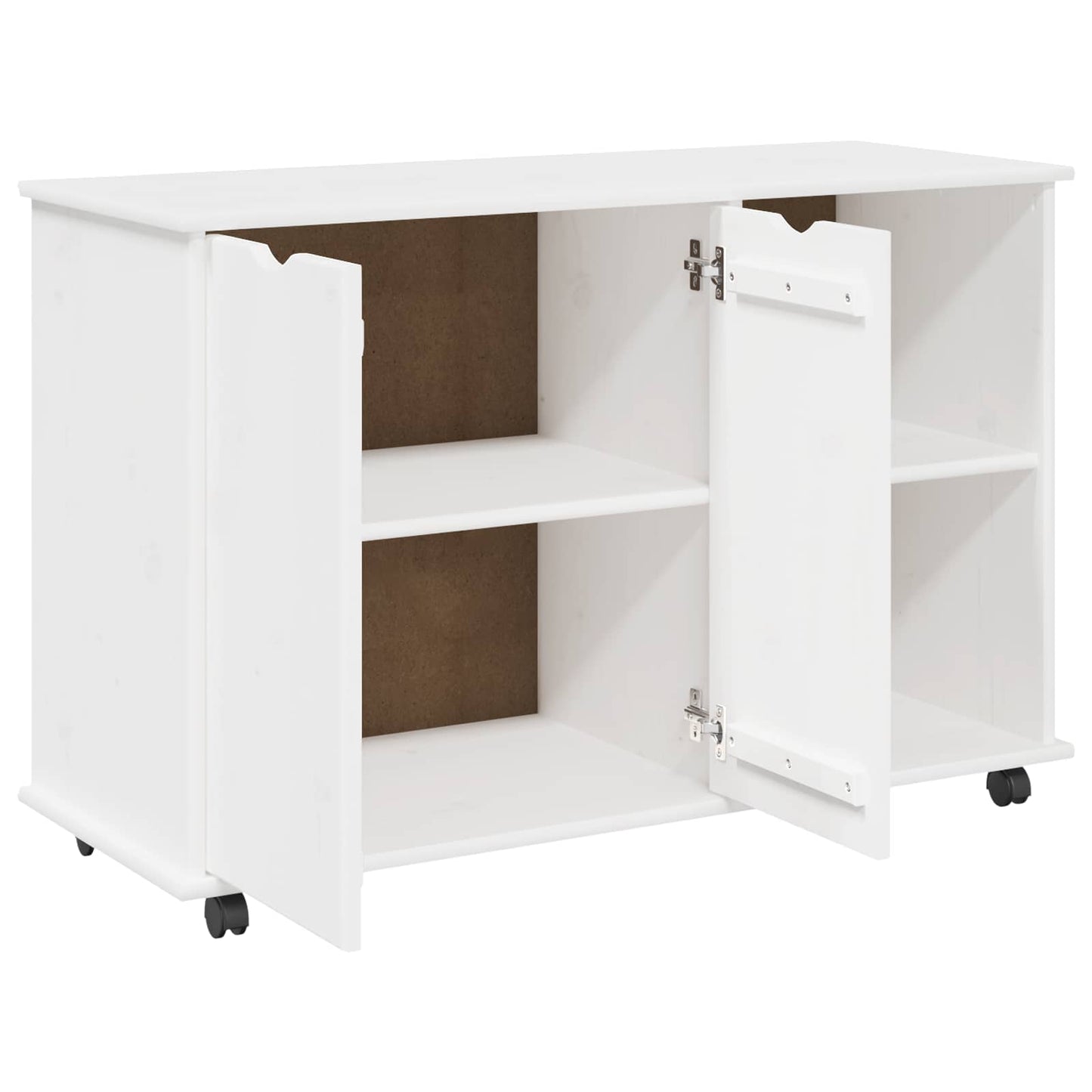 Rollschrank Mit Rad Weiß 100 x 39 x 65,5 cm Massivholz Kiefer