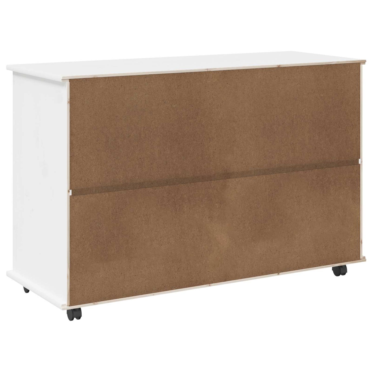 Rollschrank Mit Rad Weiß 100 x 39 x 65,5 cm Massivholz Kiefer