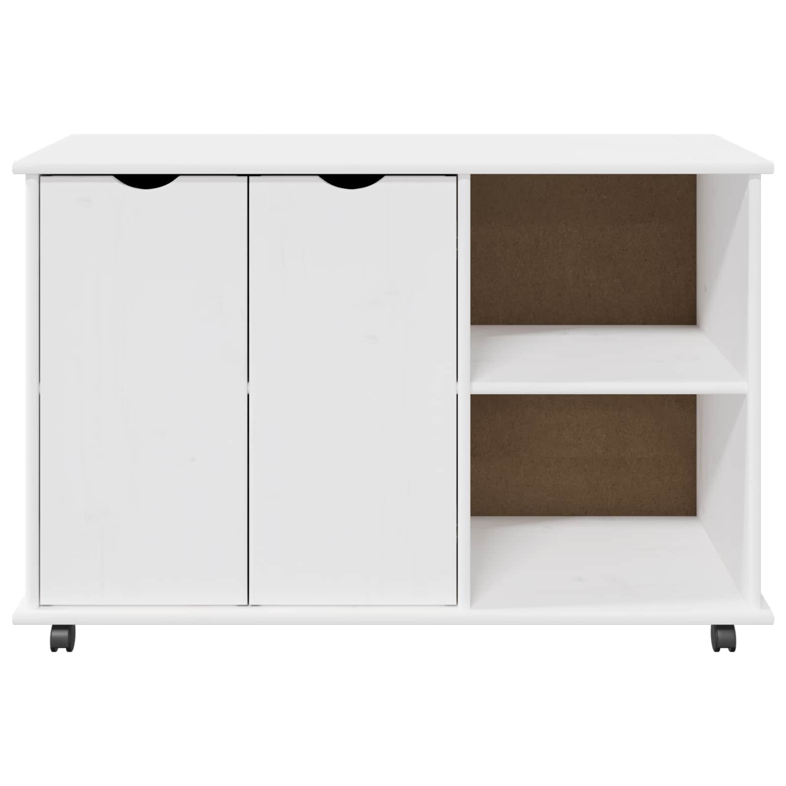 Rollschrank Mit Rad Weiß 100 x 39 x 65,5 cm Massivholz Kiefer