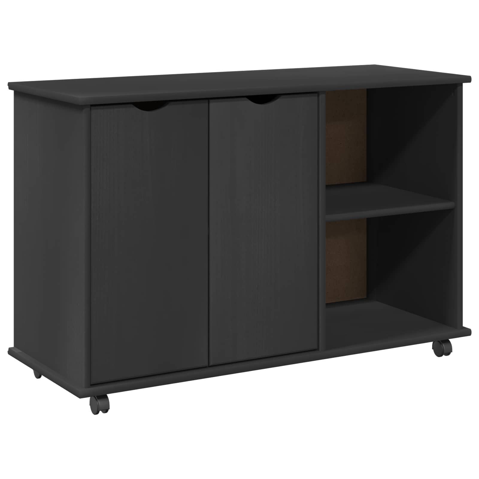 Rollschrank Mit Rad Grau 100 x 39 x 65,5 cm Massivholz Kiefer