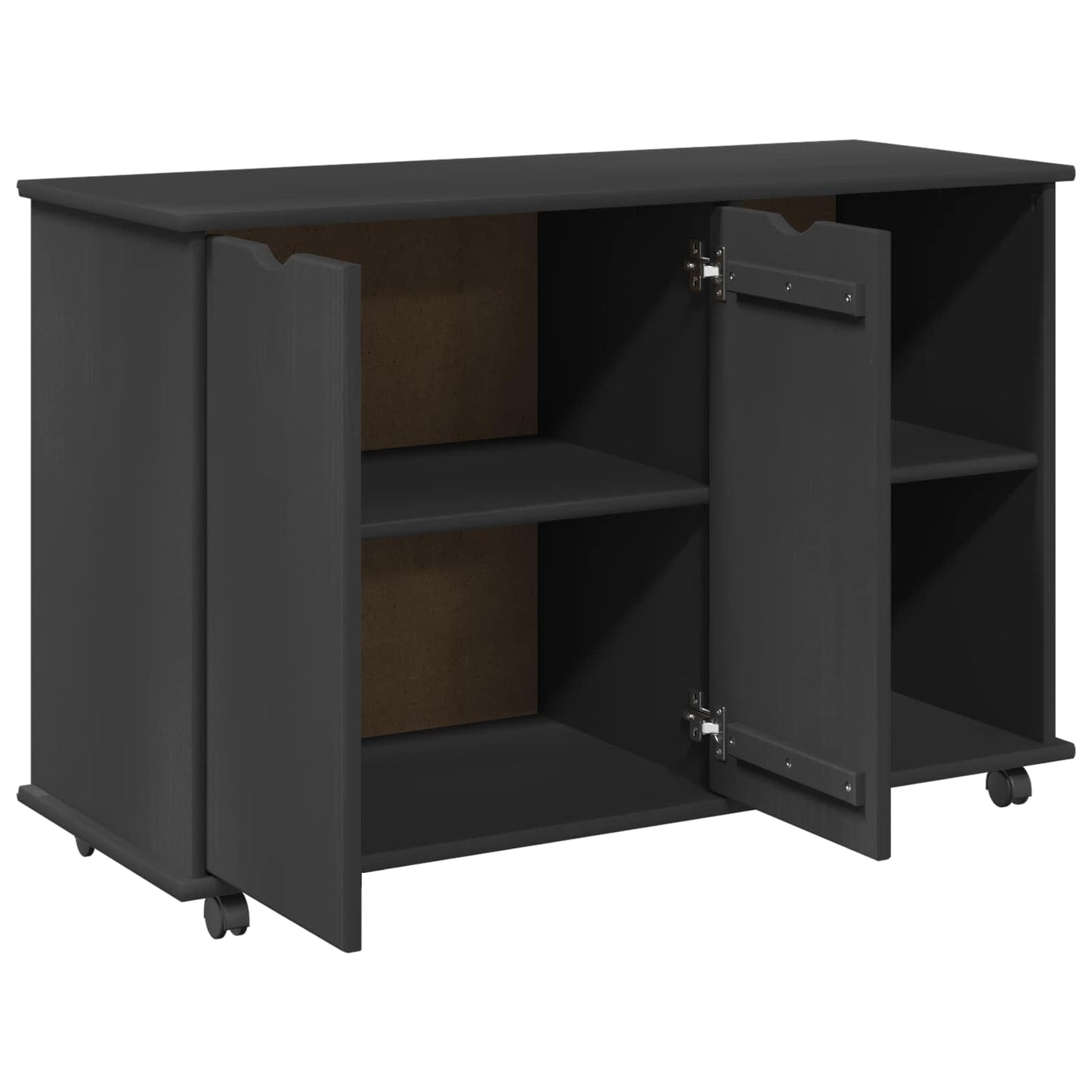 Rollschrank Mit Rad Grau 100 x 39 x 65,5 cm Massivholz Kiefer