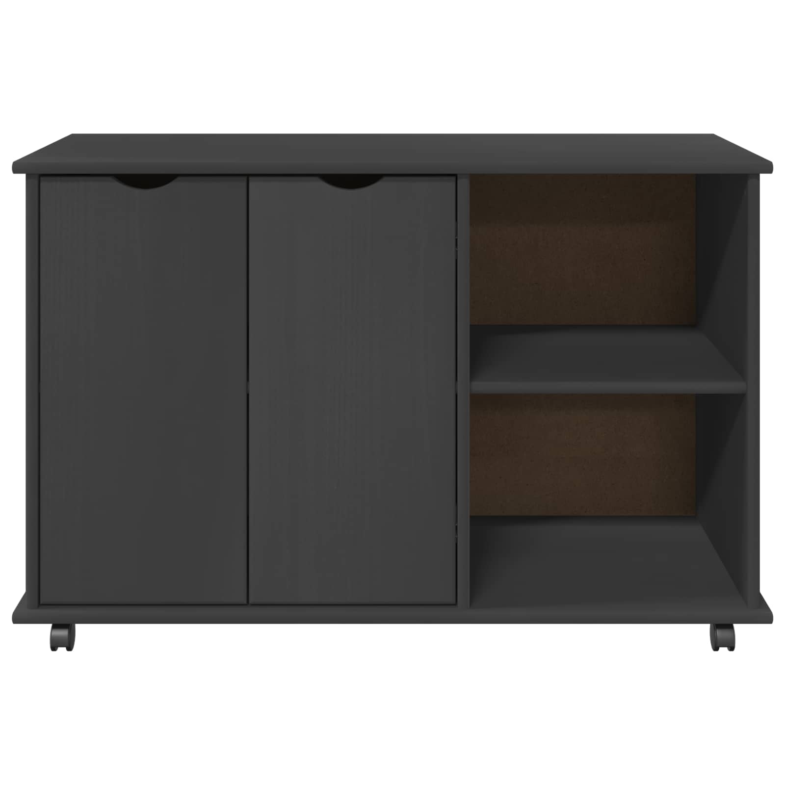 Rollschrank Mit Rad Grau 100 x 39 x 65,5 cm Massivholz Kiefer