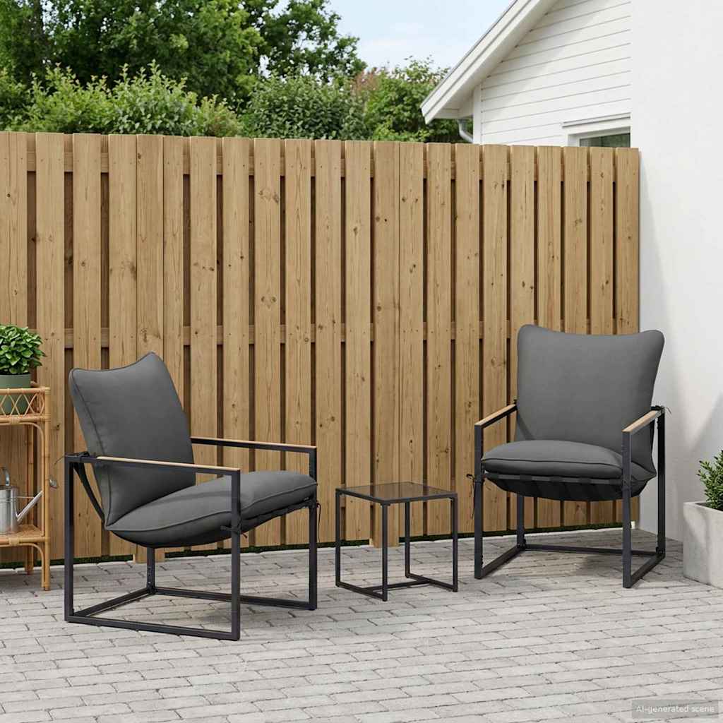 Gartensofa-set 3 Stk. Schwarz und Anthrazit Stahl