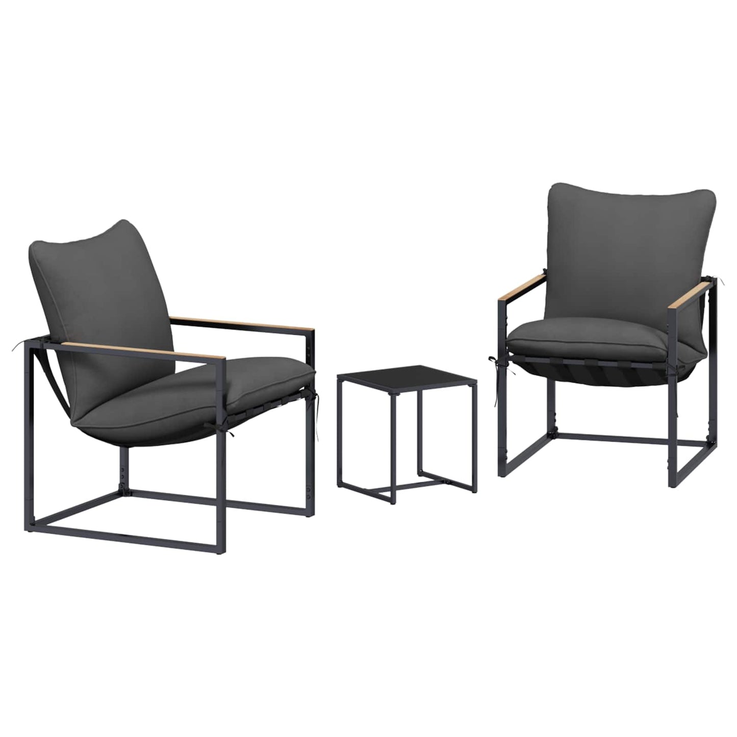 Gartensofa-set 3 stk. Schwarz und Anthrazit Stahl
