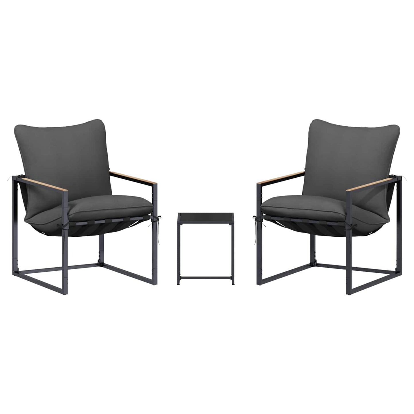 Gartensofa-set 3 Stk. Schwarz und Anthrazit Stahl