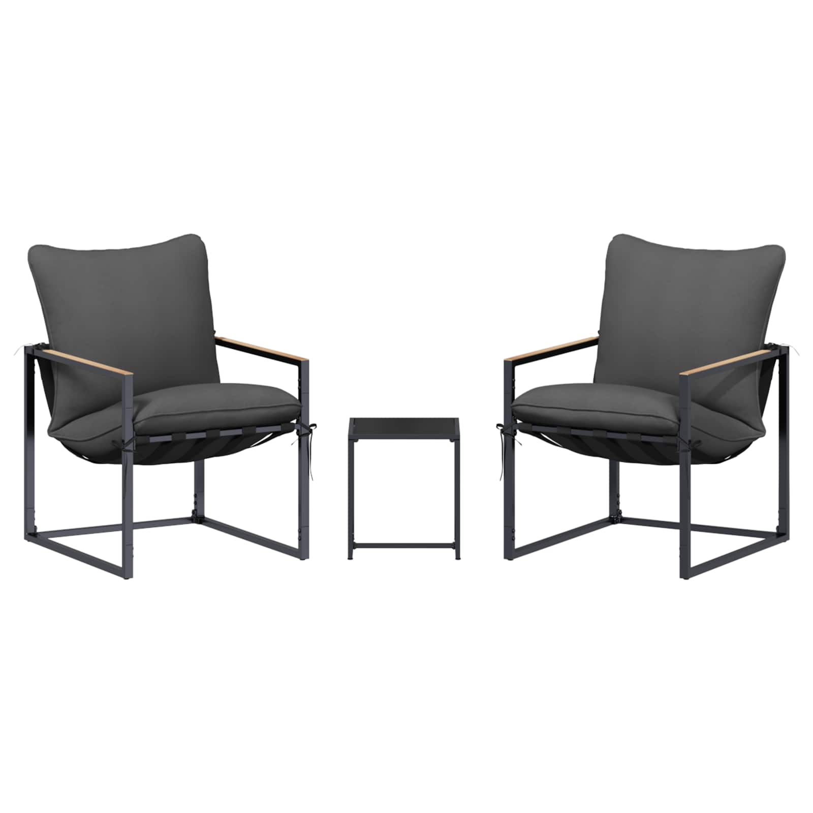 Gartensofa-set 3 Stk. Schwarz und Anthrazit Stahl