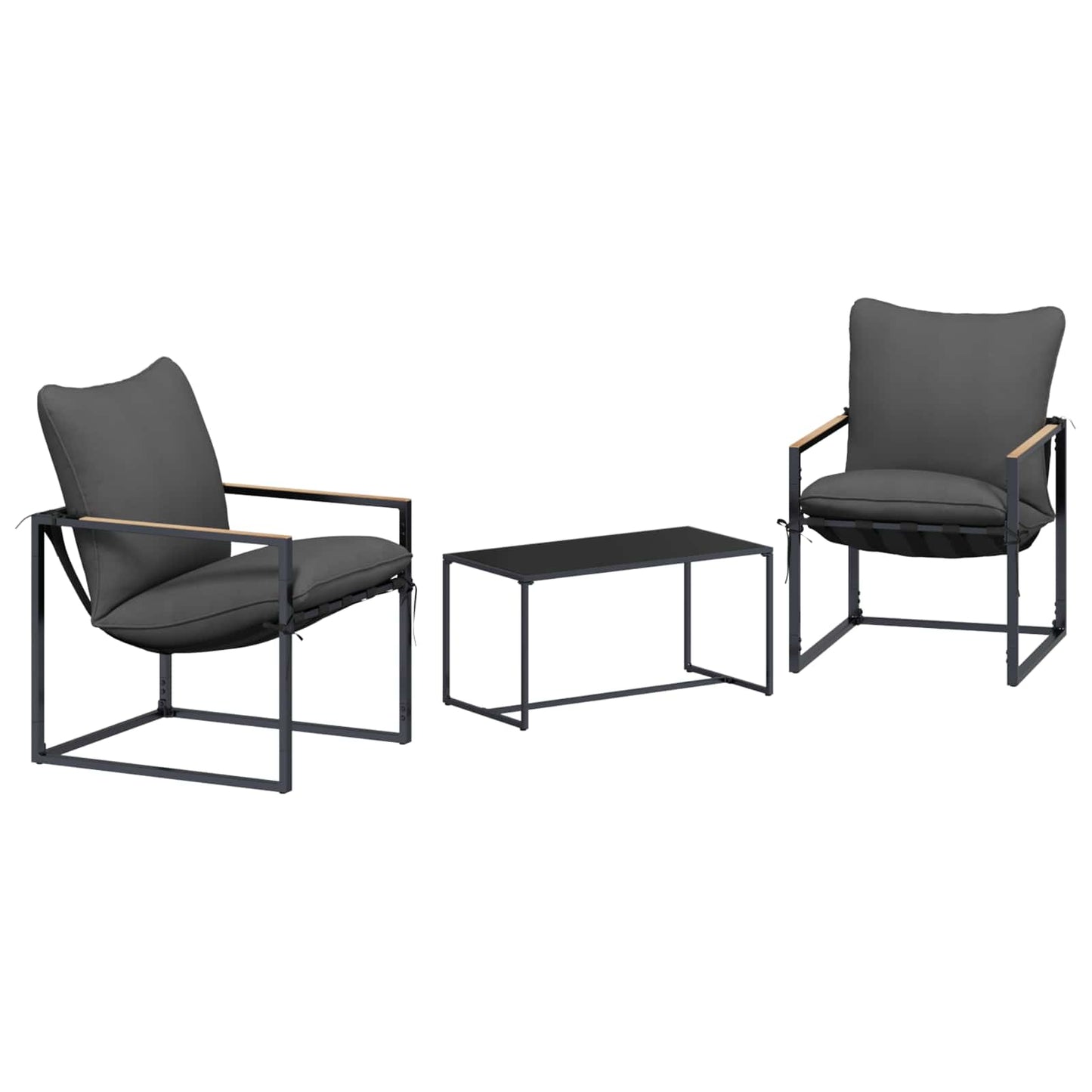 Gartensofa-set 3 Stk. Schwarz und Anthrazit Stahl