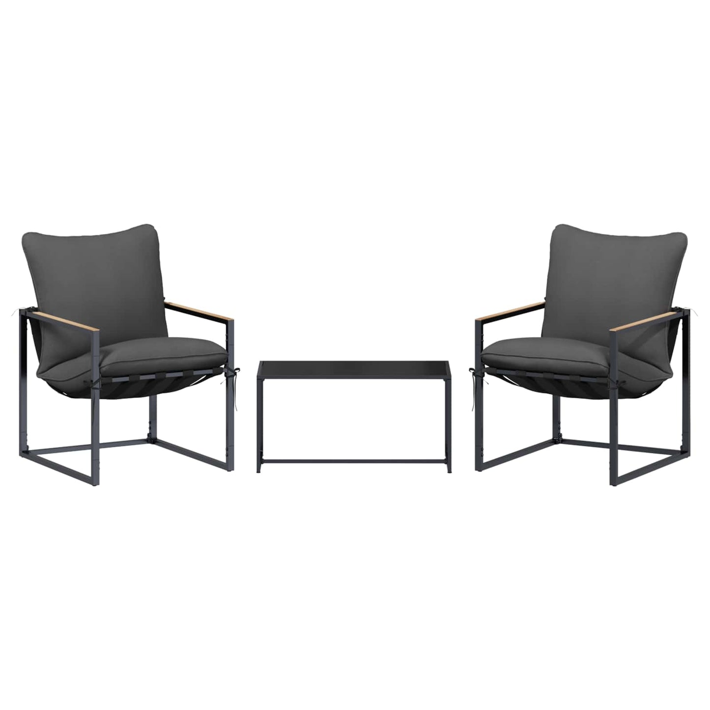 Gartensofa-set 3 Stk. Schwarz und Anthrazit Stahl