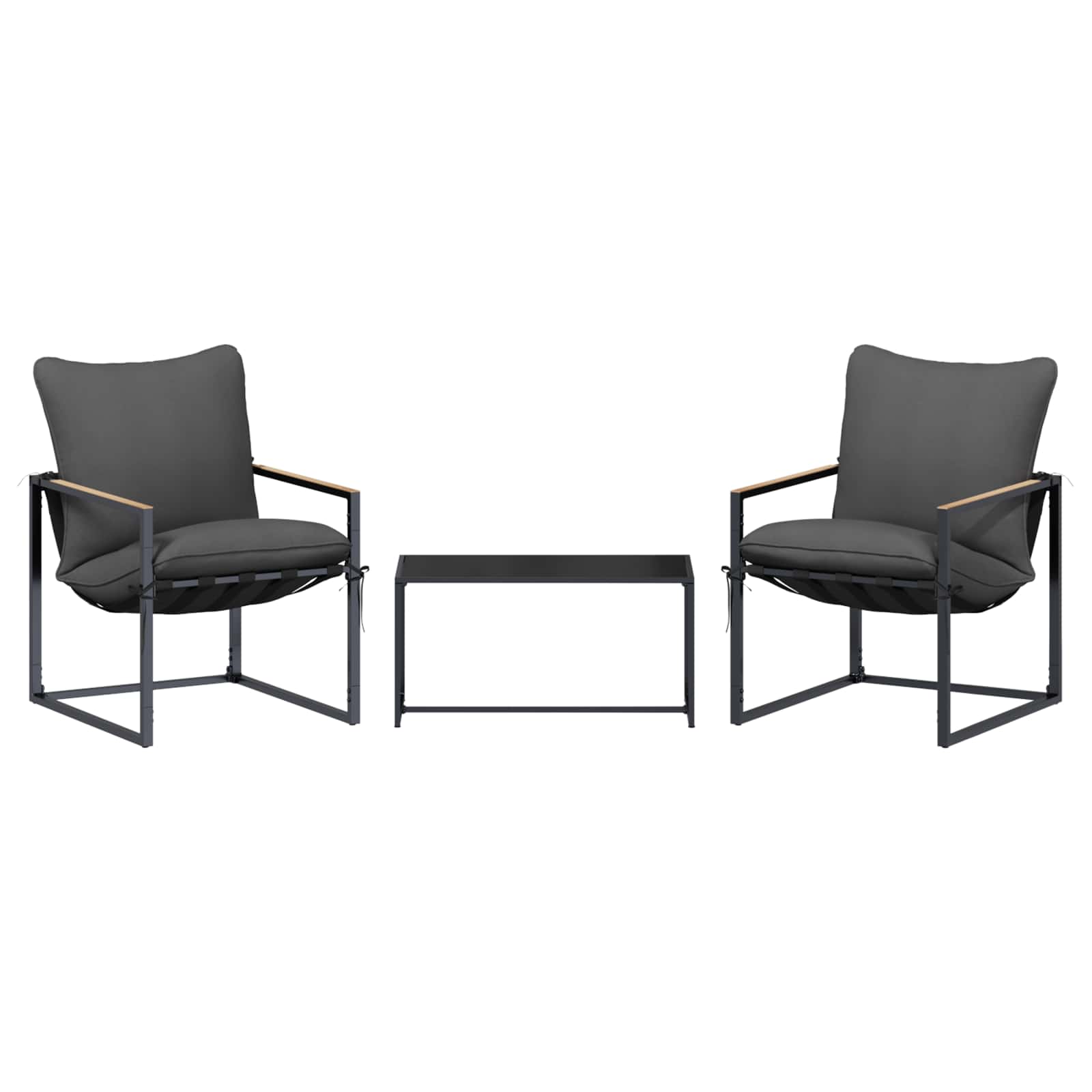 Gartensofa-set 3 stk. Schwarz und Anthrazit Stahl