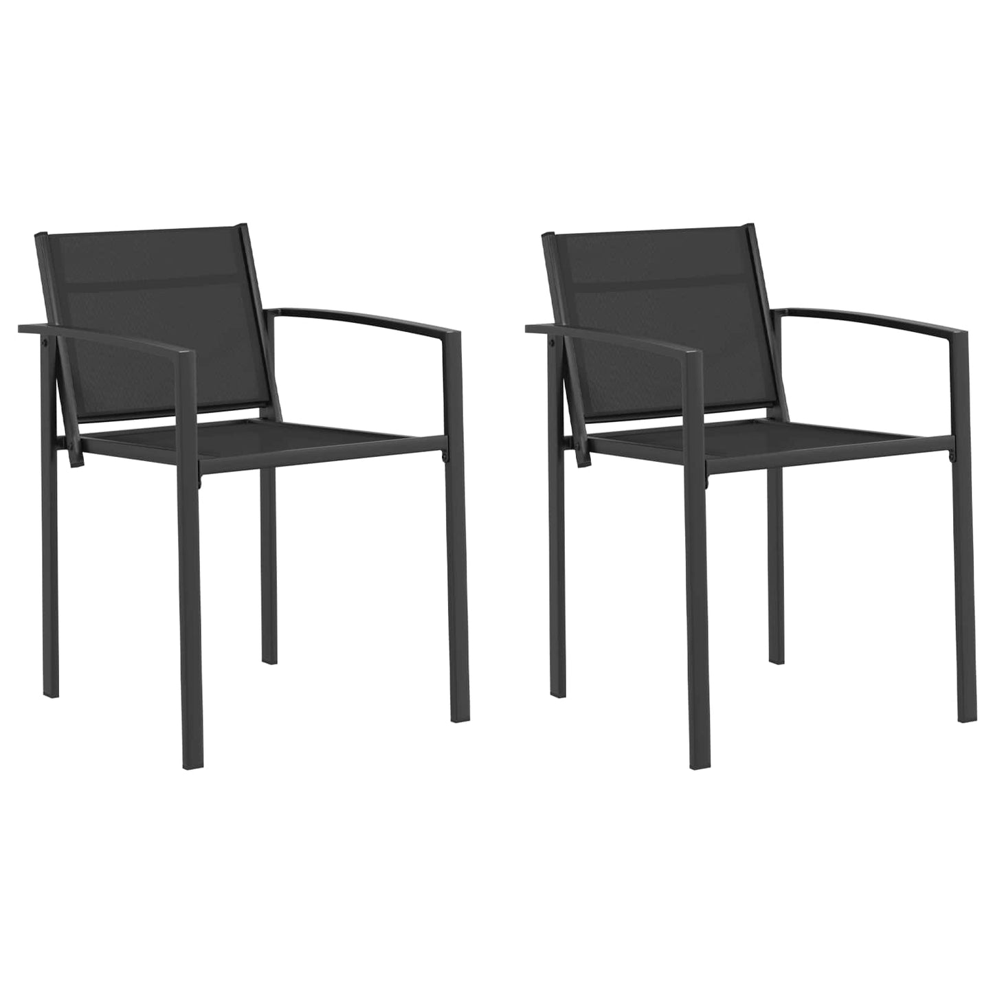 Gartenstühle 2 Stk. Schwarz und Anthrazit Textilen-Stoff