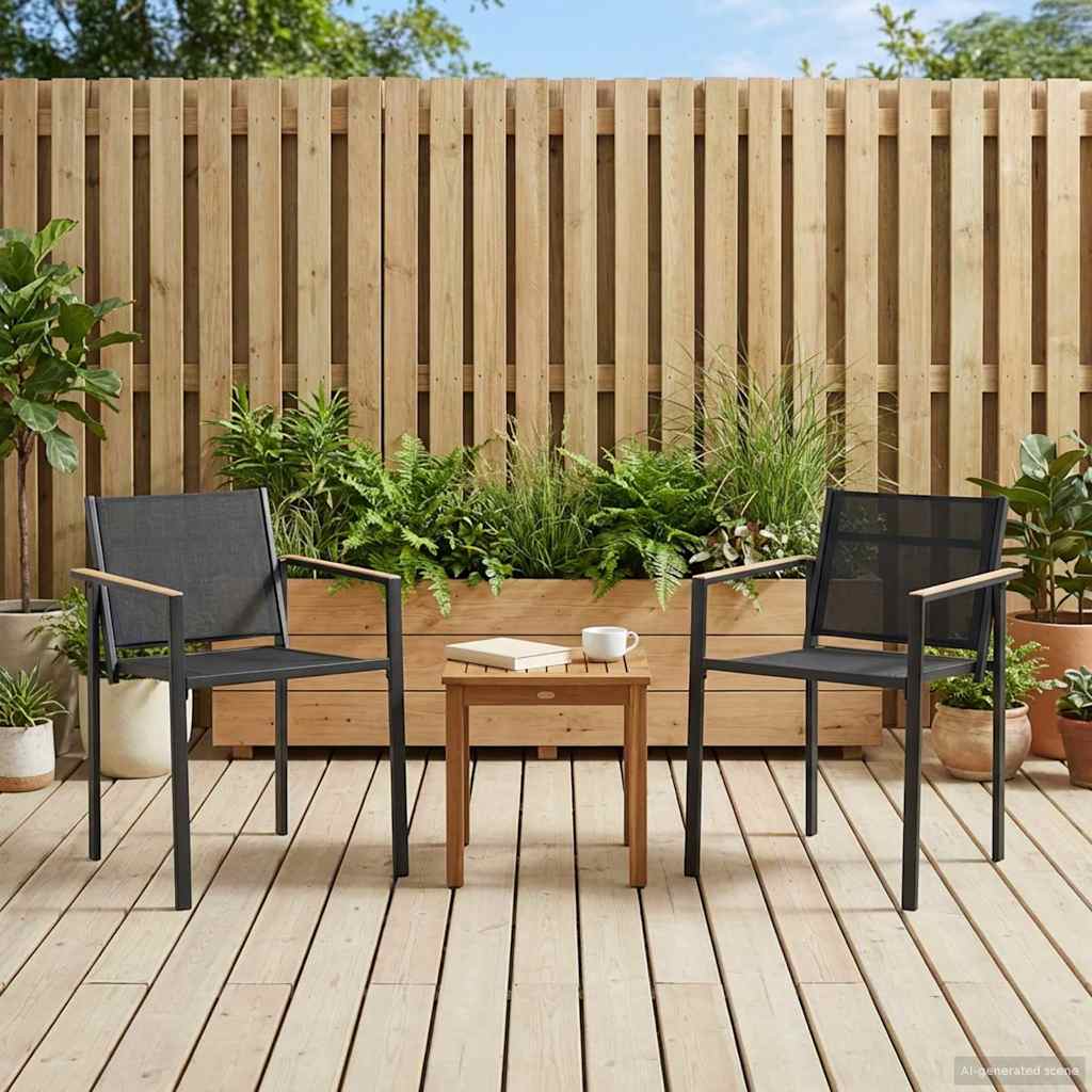 Gartenstühle 2 Stk. Schwarz und Anthrazit Textilen-Stoff