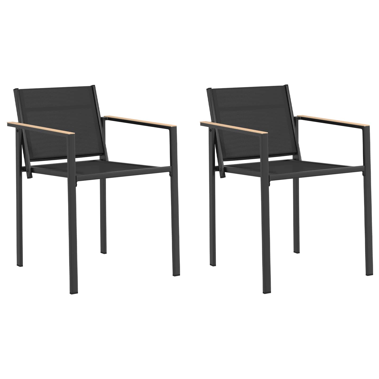 Gartenstühle 2 Stk. Schwarz und Anthrazit Textilen-Stoff