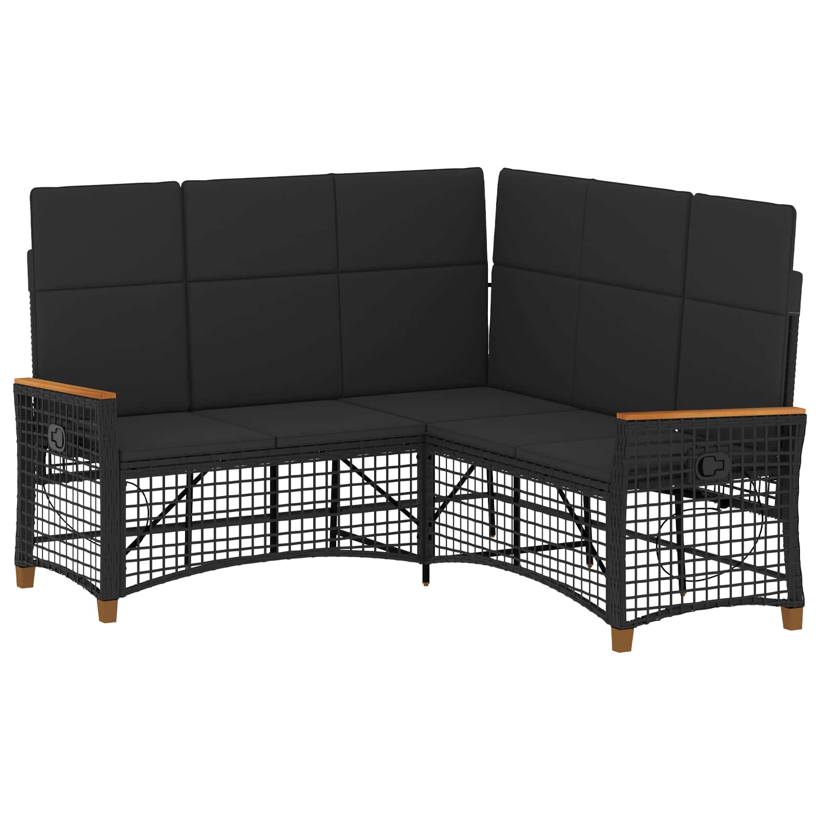 Garten Liegesofa Set 5-Sitzanzahl Schwarz Polyrattan und Stahl