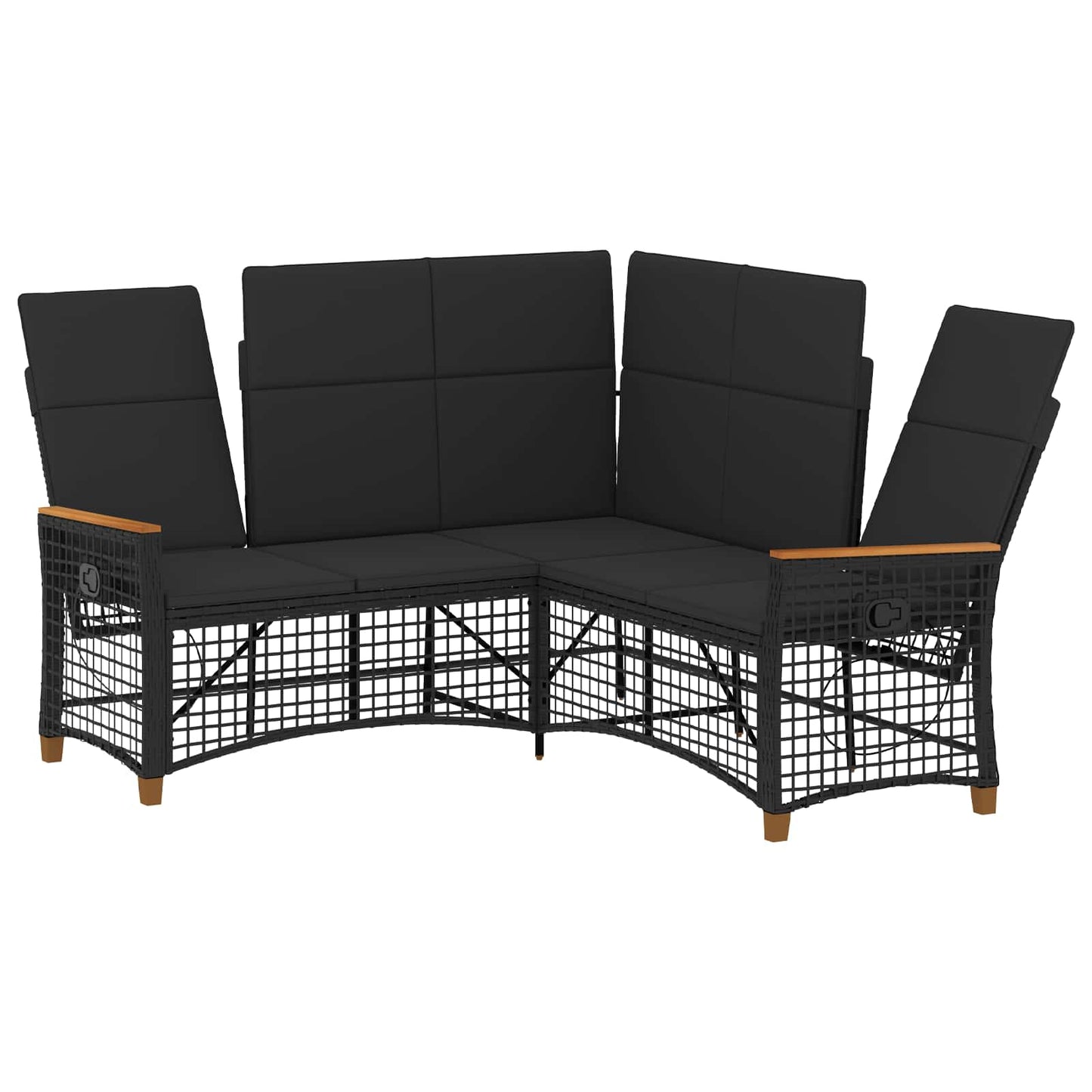 Garten Liegesofa Set 5-Sitzanzahl Schwarz Polyrattan und Stahl