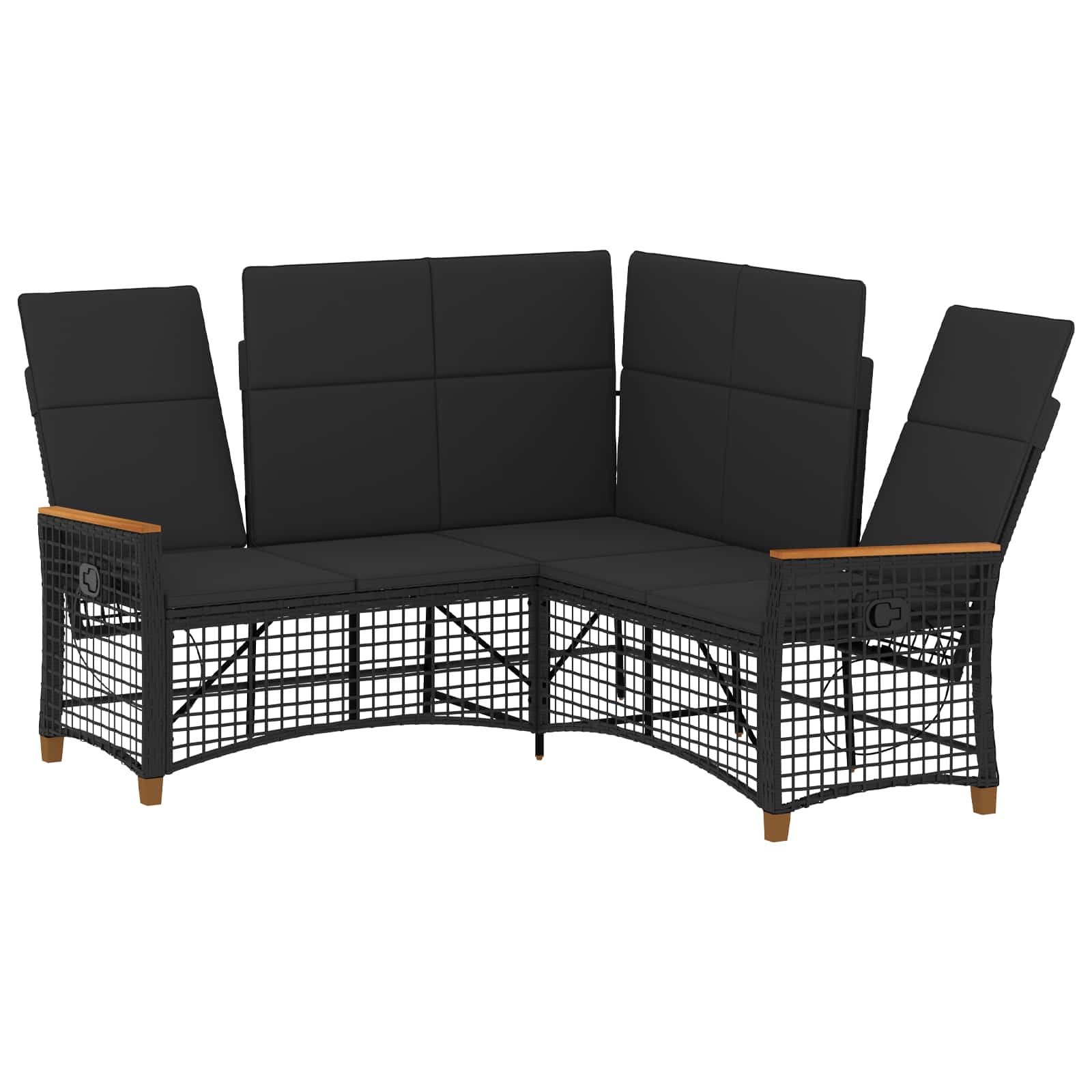 Garten Liegesofa Set 5-Sitzanzahl Schwarz Polyrattan und Stahl