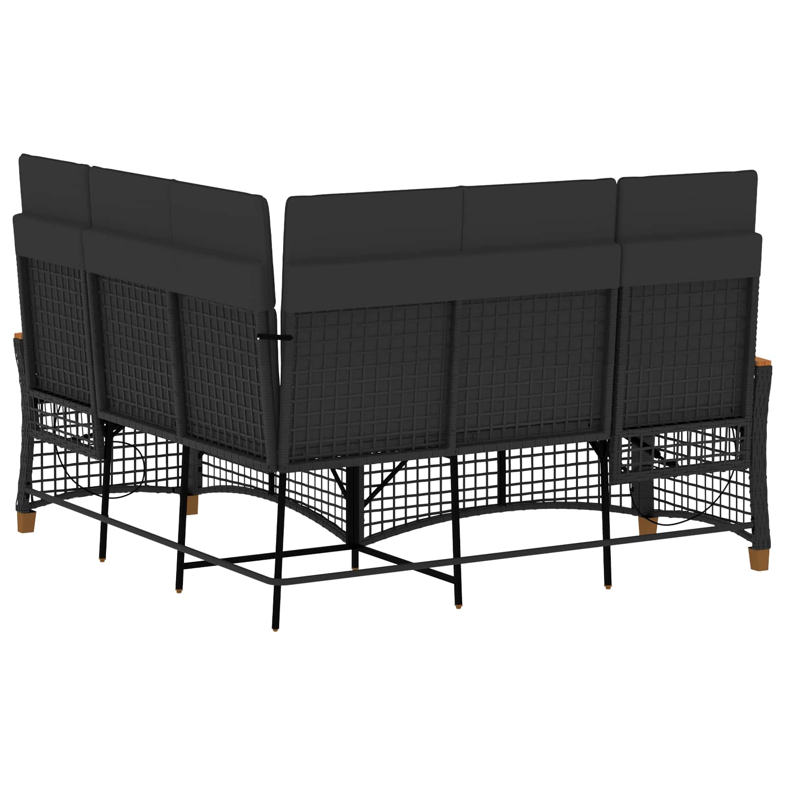 Garten Liegesofa Set 5-Sitzanzahl Schwarz Polyrattan und Stahl