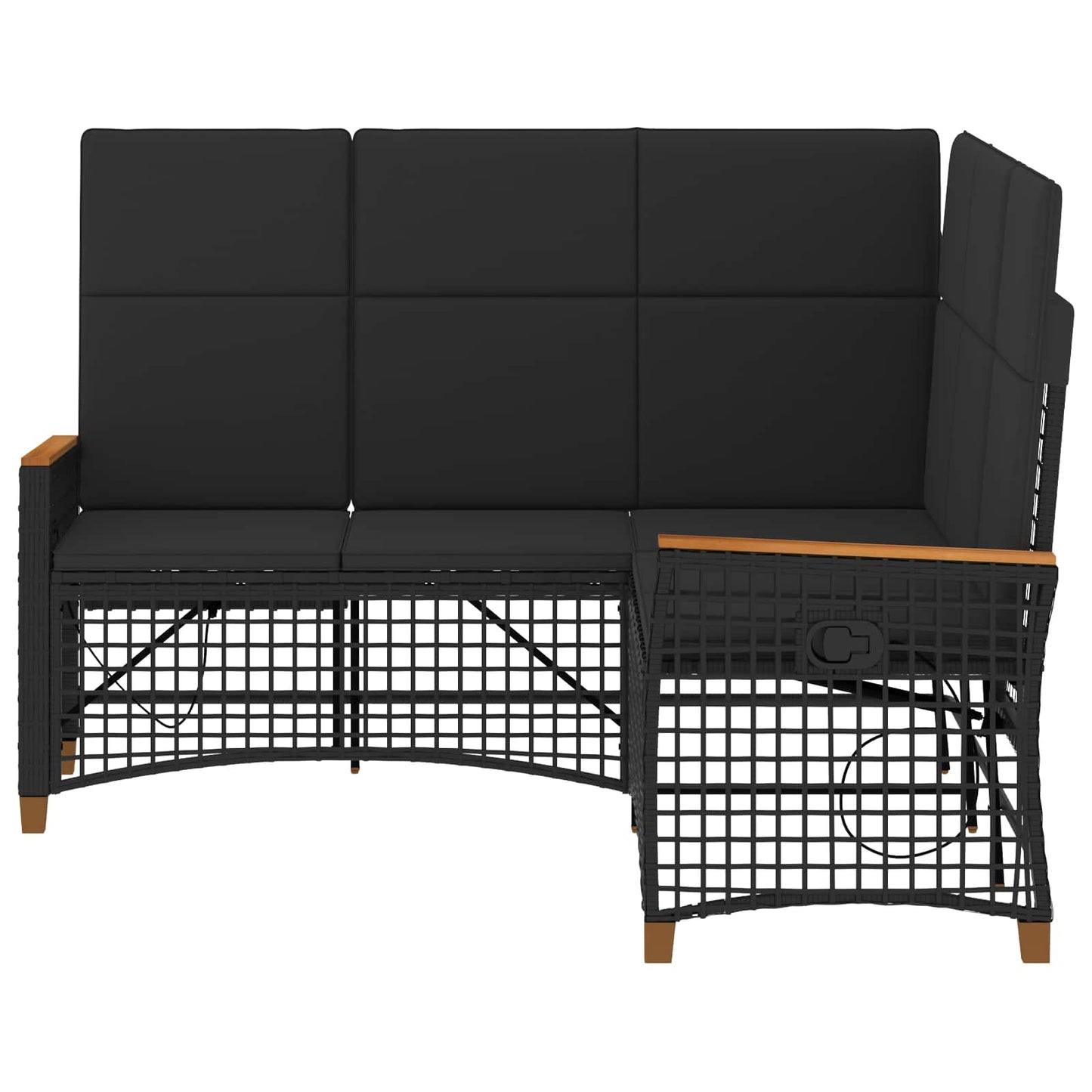 Garten Liegesofa Set 5-Sitzanzahl Schwarz Polyrattan und Stahl