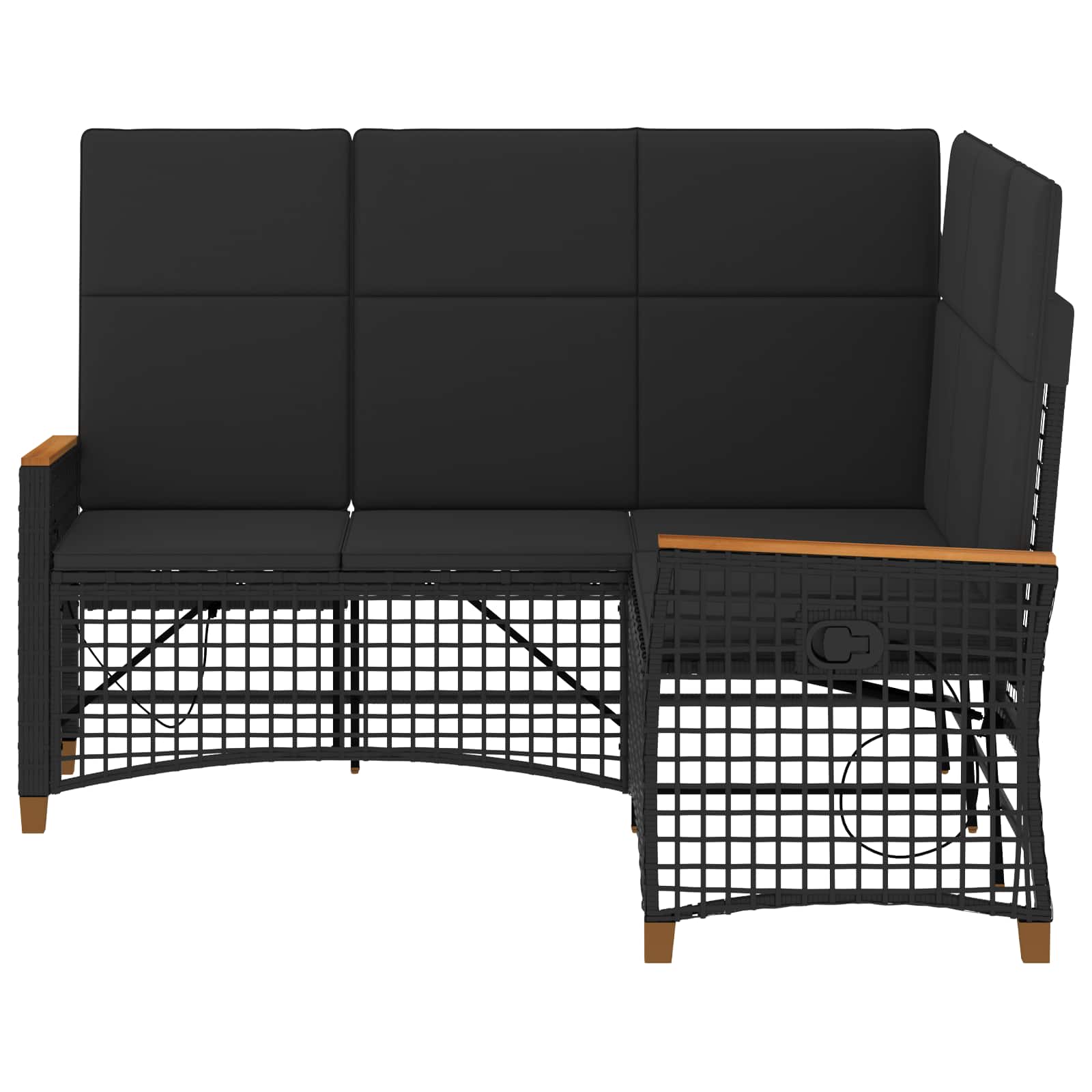 Garten Liegesofa Set 5-Sitzanzahl Schwarz Polyrattan und Stahl