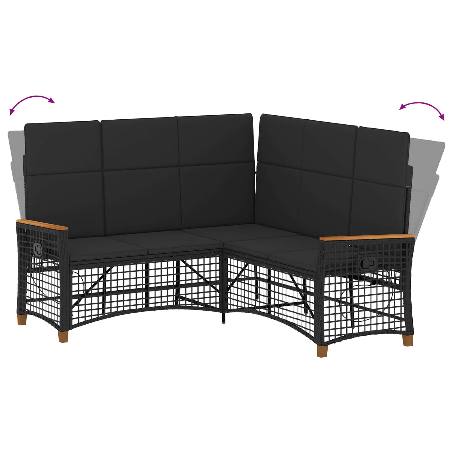 Garten Liegesofa Set 5-Sitzanzahl Schwarz Polyrattan und Stahl