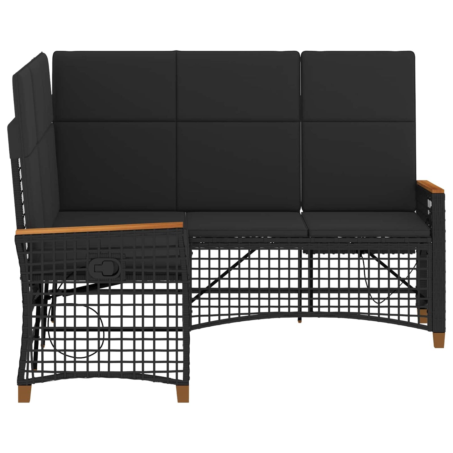 Garten Liegesofa Set 5-Sitzanzahl Schwarz Polyrattan und Stahl
