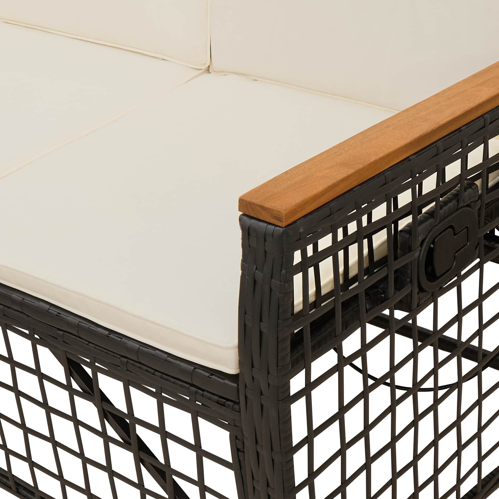 Garten Liegesofa Set 5-Sitzanzahl Schwarz und Cremeweiß