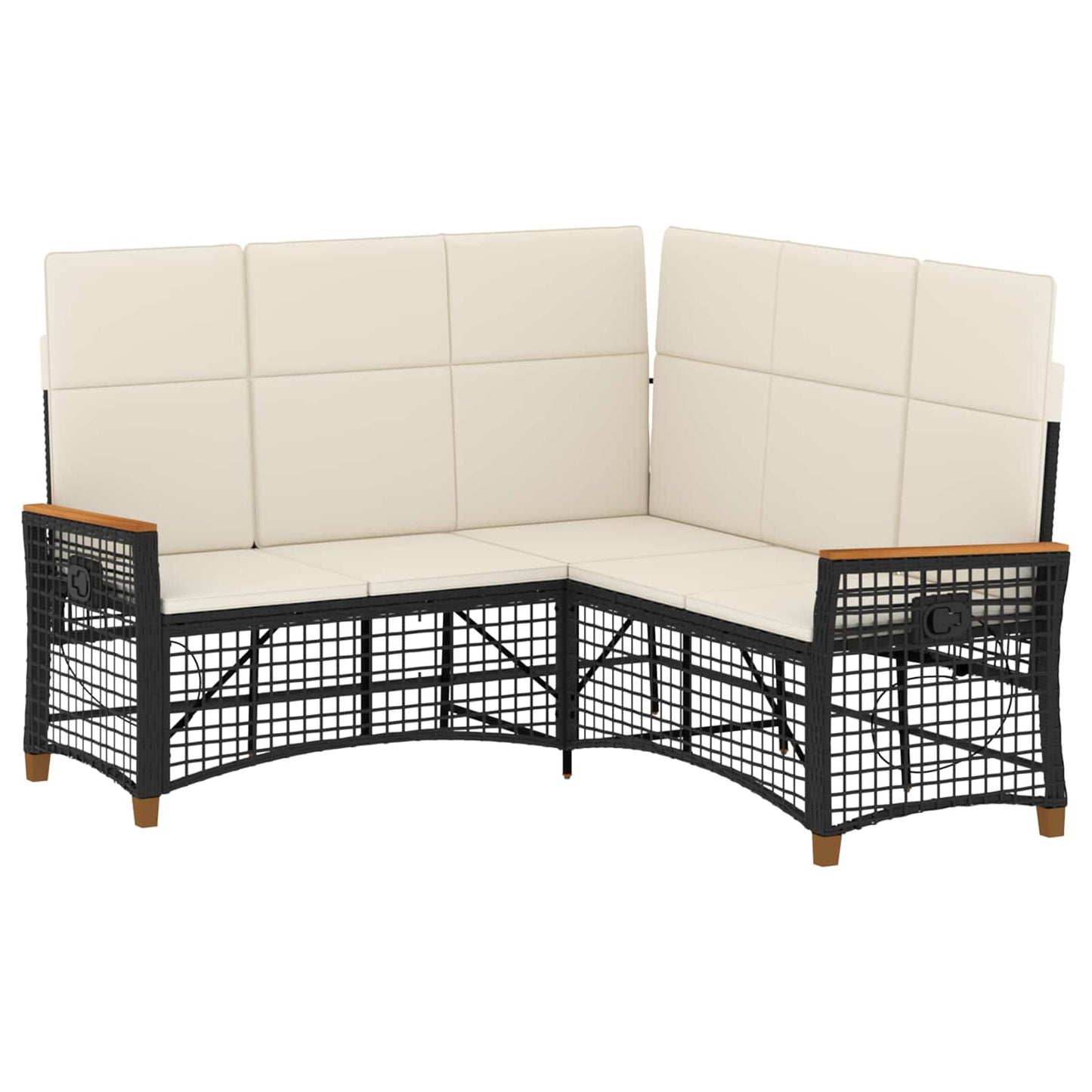 Garten Liegesofa Set 5-Sitzanzahl Schwarz und Cremeweiß