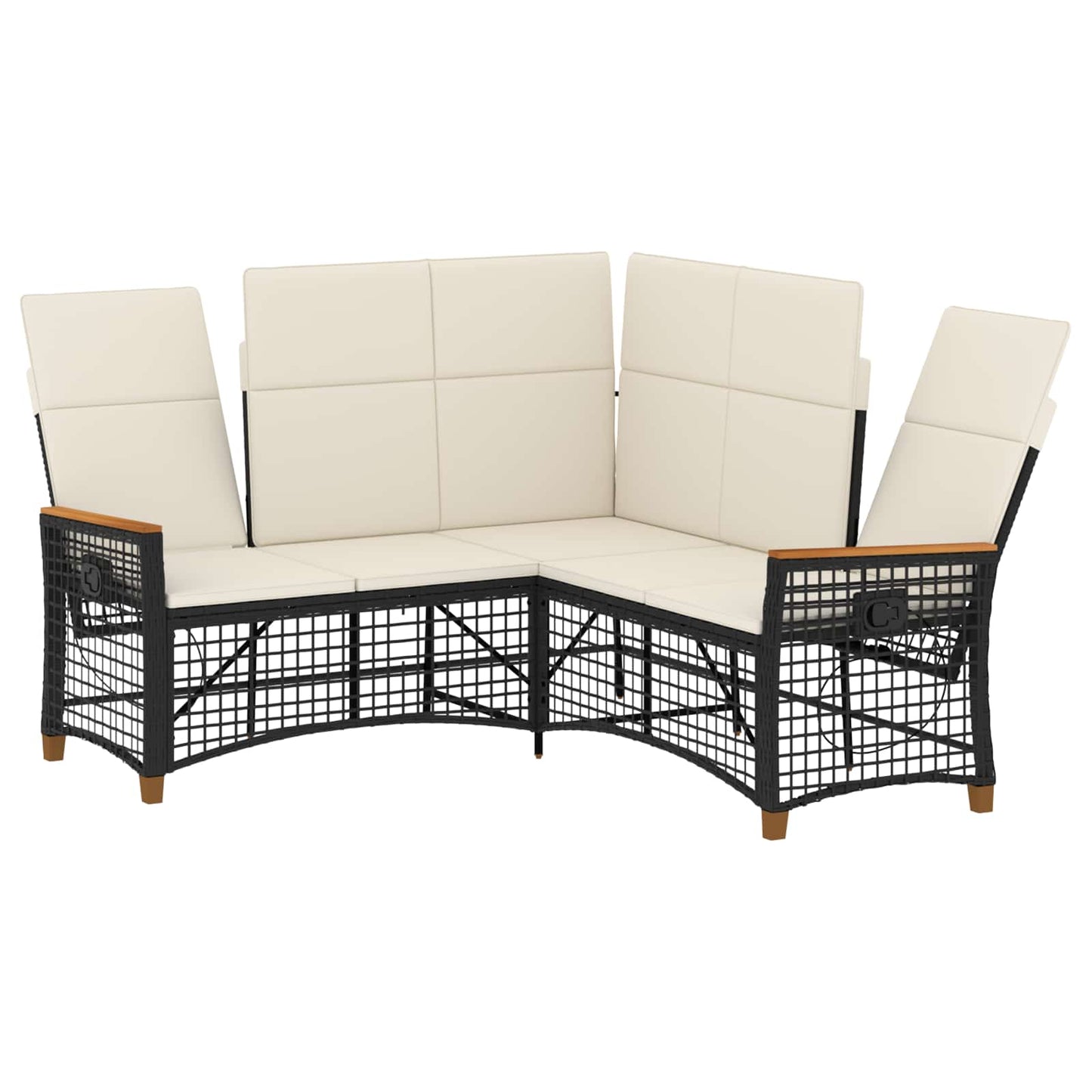 Garten Liegesofa Set 5-Sitzanzahl Schwarz und Cremeweiß