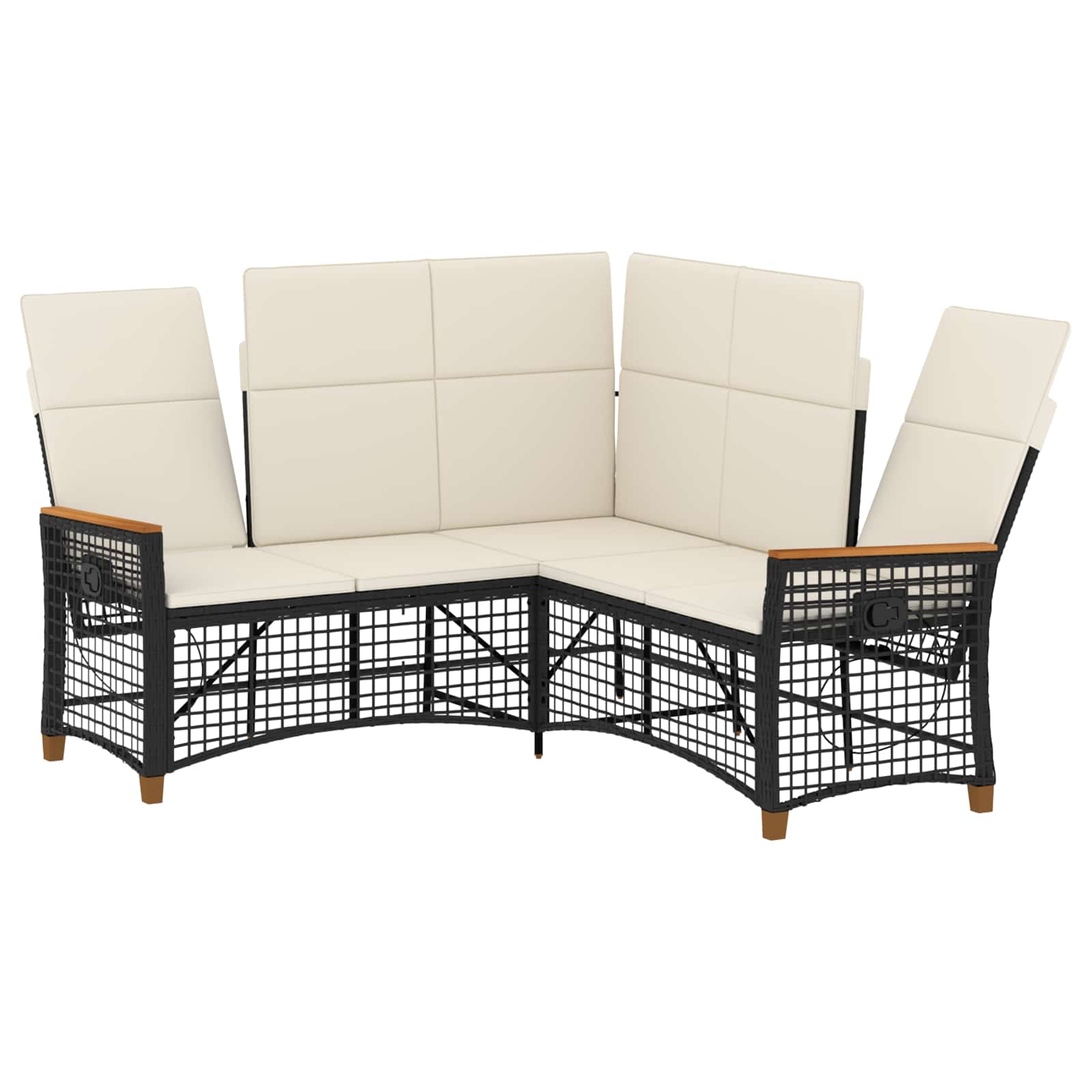 Garten Liegesofa Set 5-Sitzanzahl Schwarz und Cremeweiß