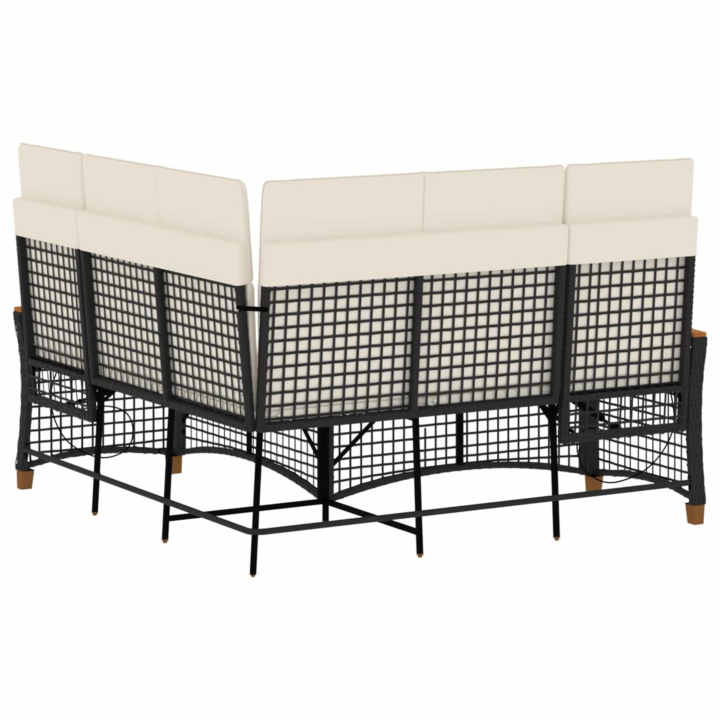 Garten Liegesofa Set 5-Sitzanzahl Schwarz und Cremeweiß