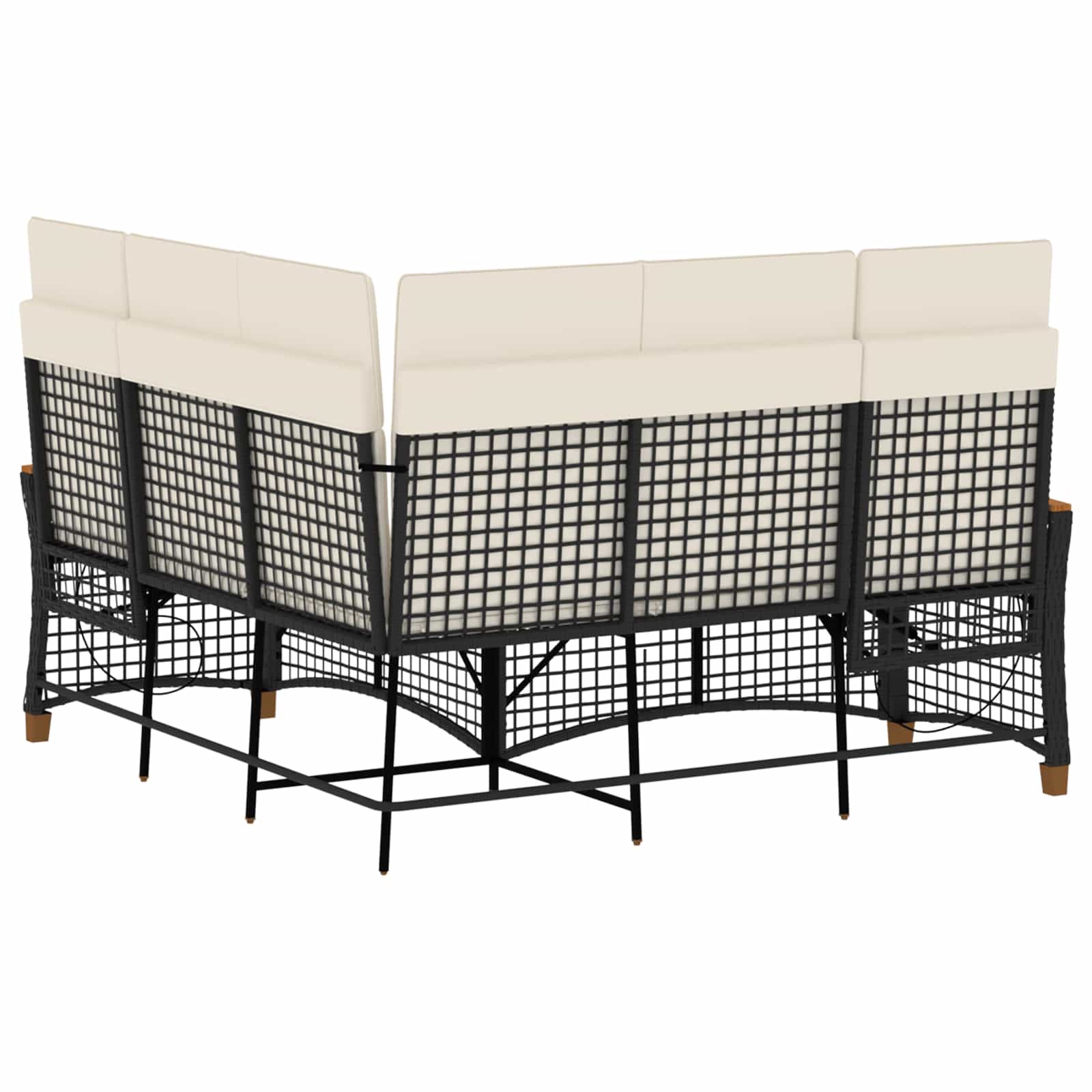 Garten Liegesofa Set 5-Sitzanzahl Schwarz und Cremeweiß