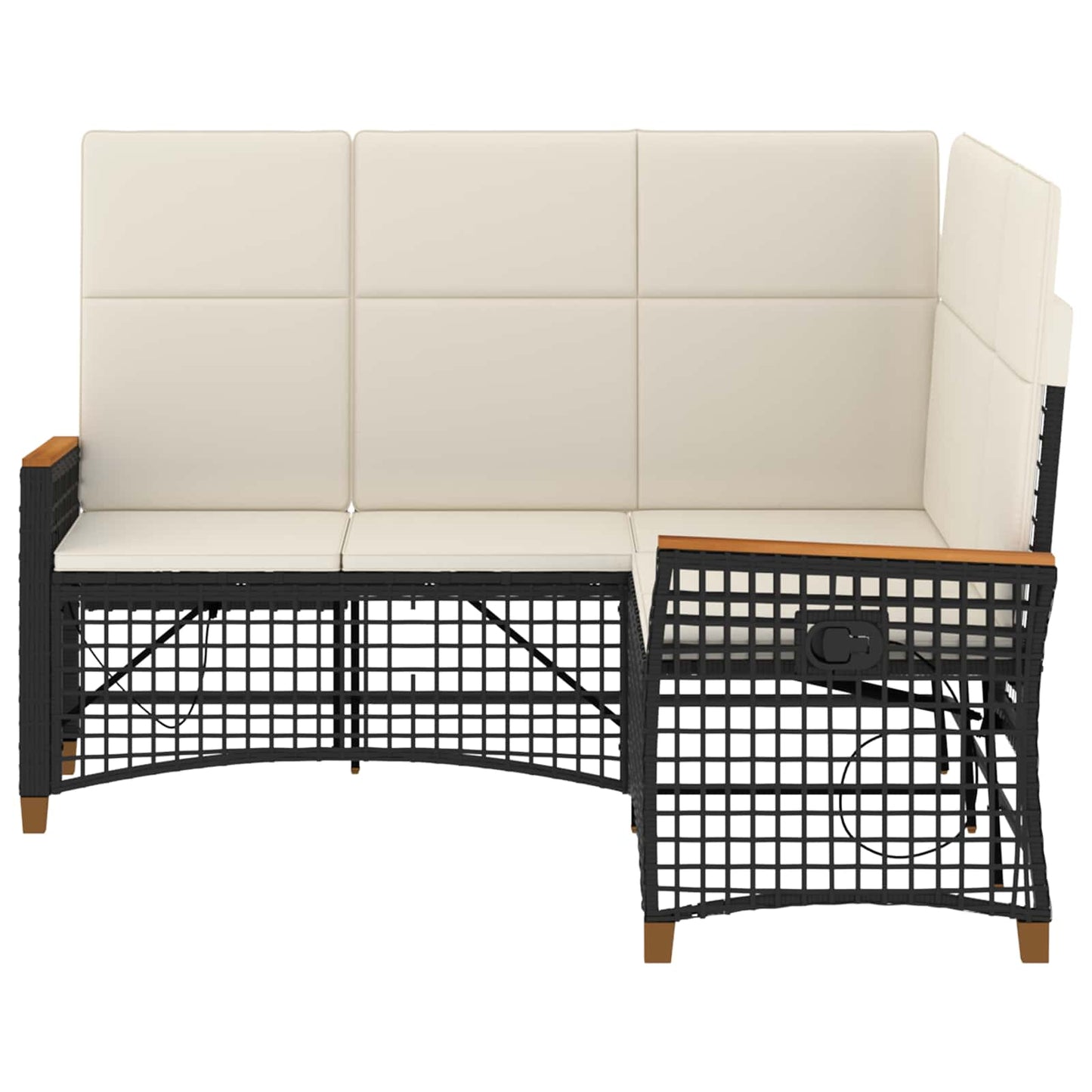 Garten Liegesofa Set 5-Sitzanzahl Schwarz und Cremeweiß