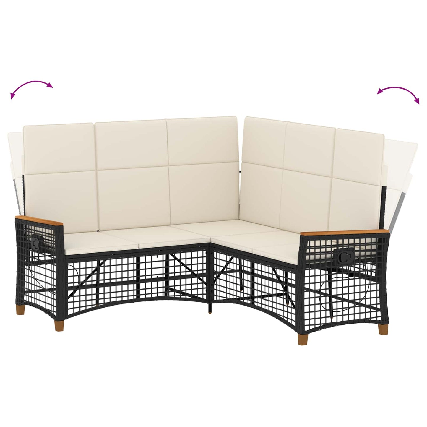 Garten Liegesofa Set 5-Sitzanzahl Schwarz und Cremeweiß