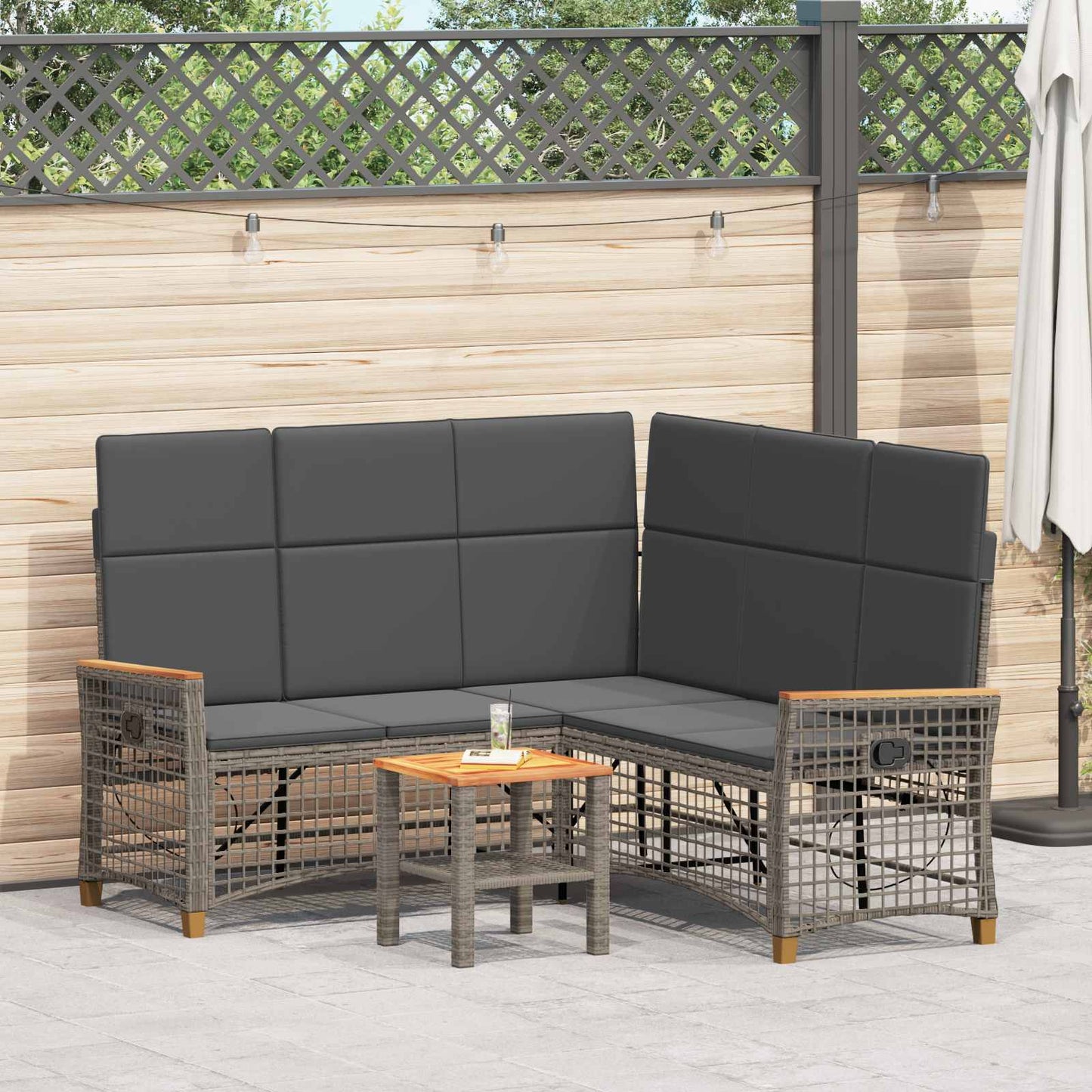 Garten Liegesofa Set 5-Sitzanzahl Grau und Dunkelgrau