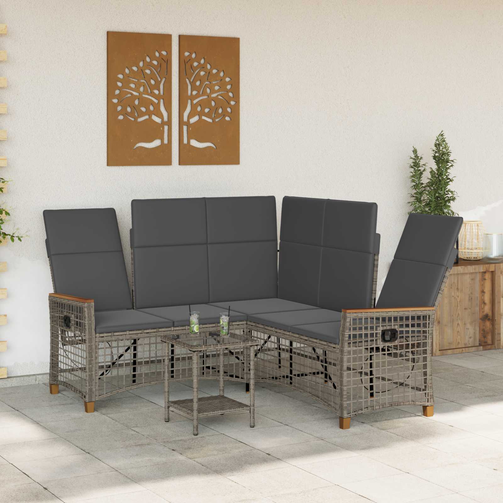 Garten Liegesofa Set 5-Sitzanzahl Grau und Dunkelgrau