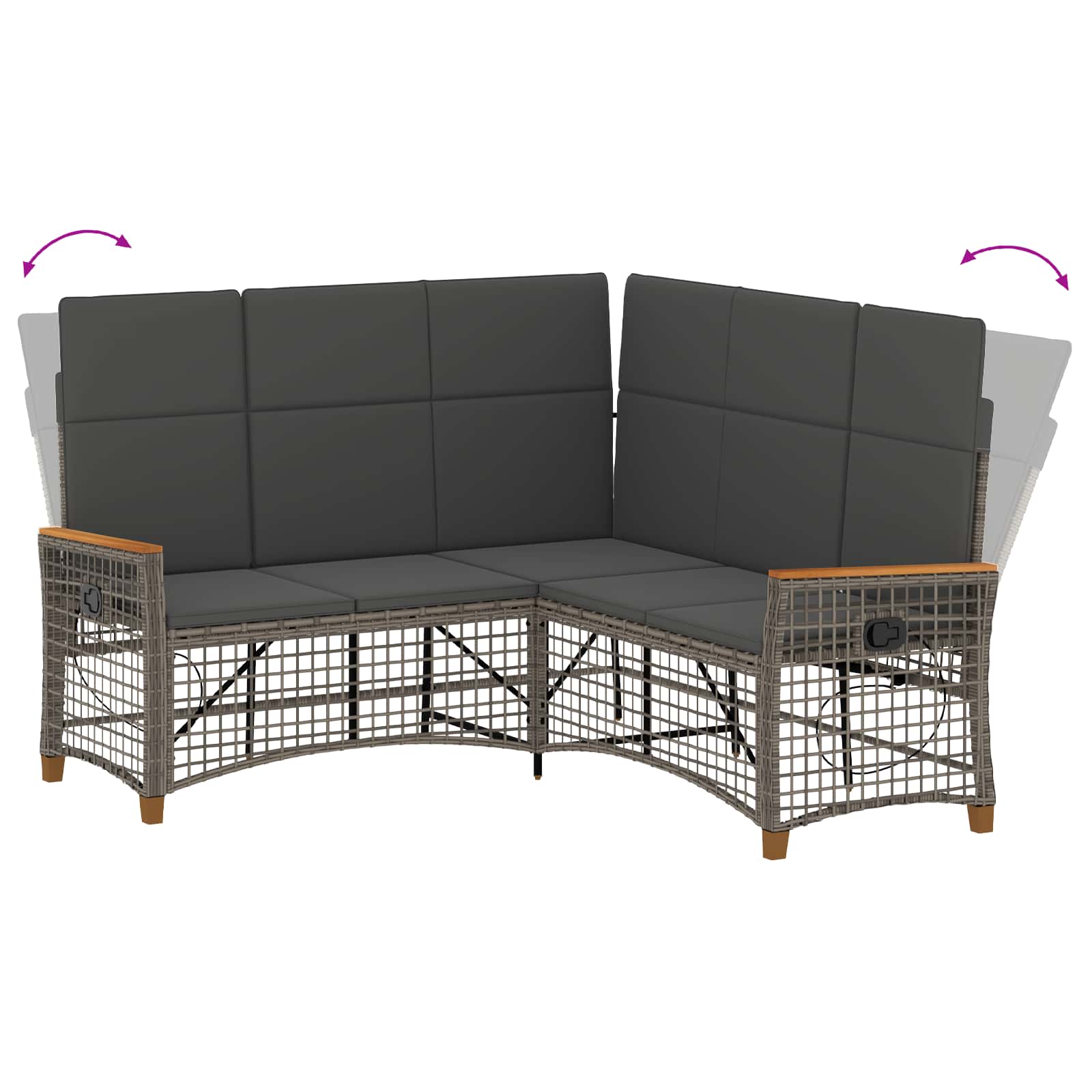 Garten Liegesofa Set 5-Sitzanzahl Grau und Dunkelgrau
