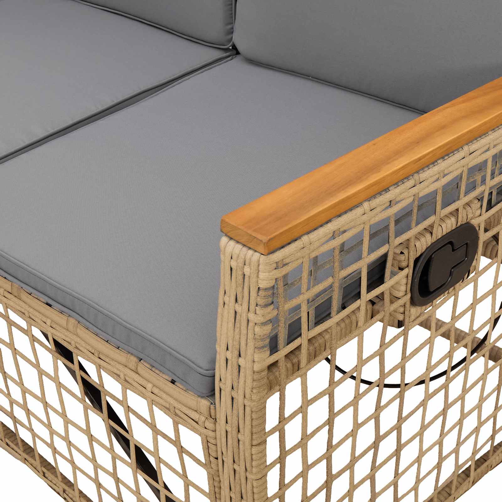 Garten Liegesofa Set 5-Sitzanzahl Beige und Hellgrau