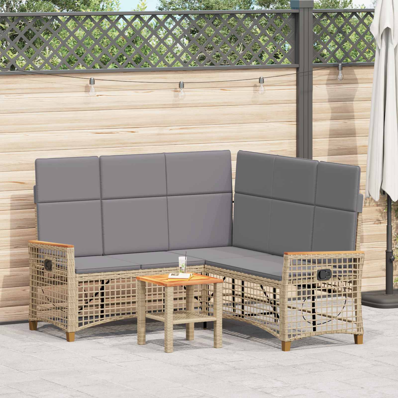 Garten Liegesofa Set 5-Sitzanzahl Beige und Hellgrau