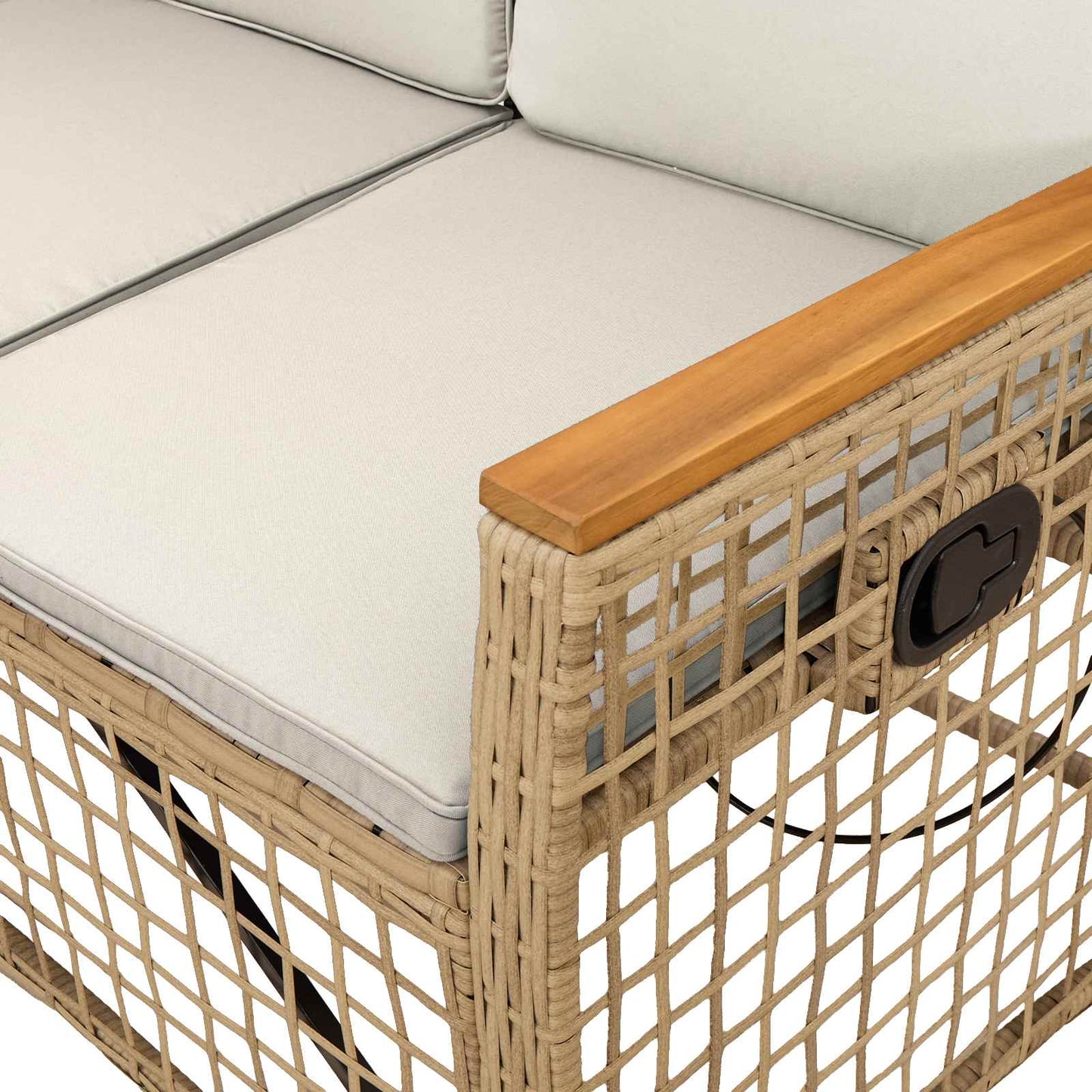 Garten Liegesofa Set 5-Sitzanzahl Beige und Cremeweiß